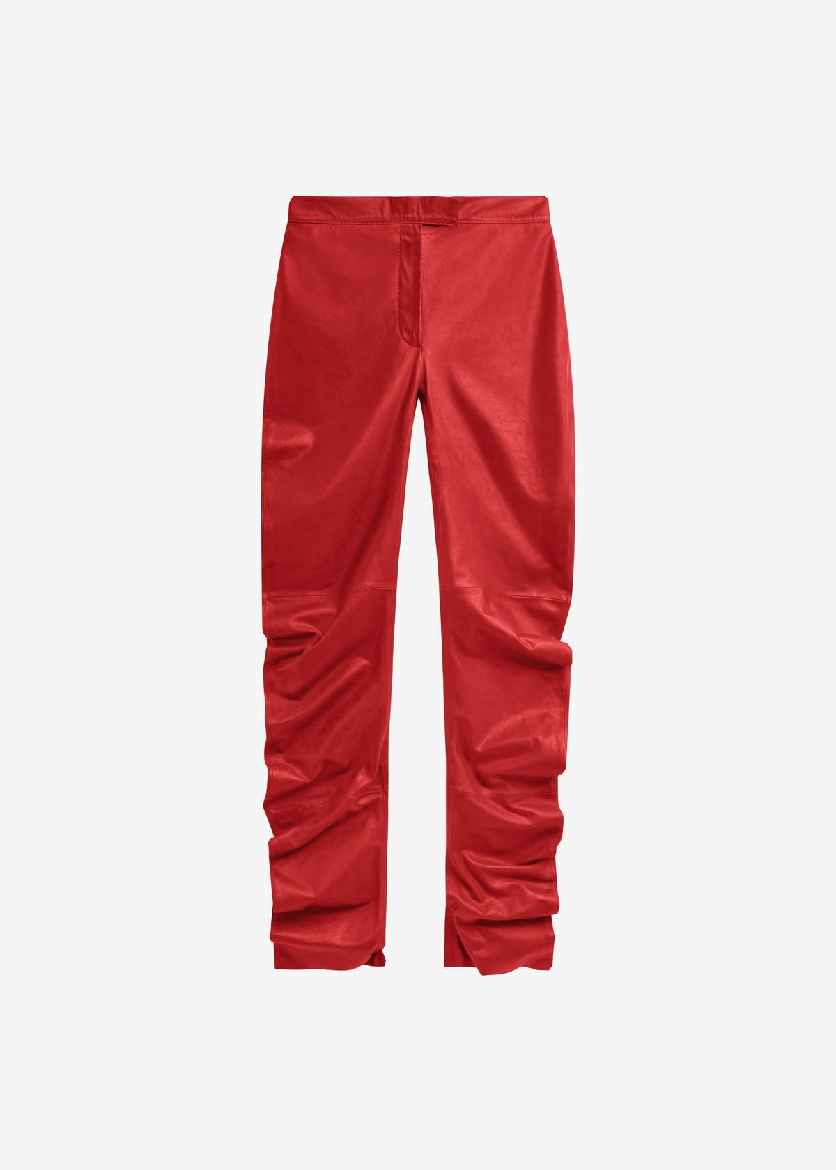 Jessa Leather Ruched Pants - Red - 6
