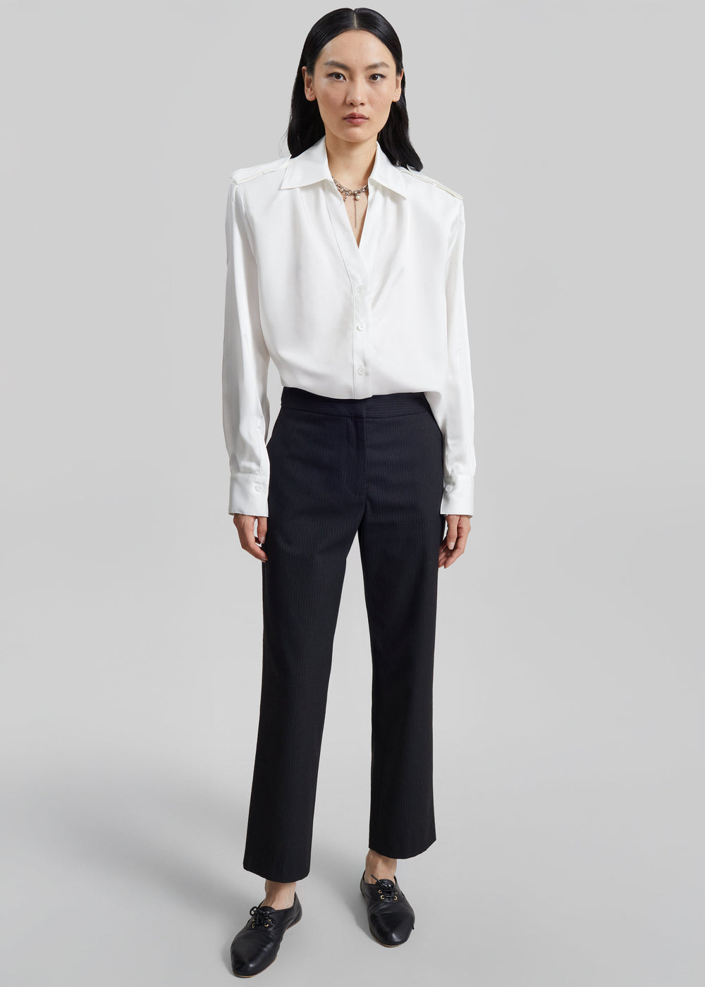 Jet Slim Tailored Trousers - Black/White Pinstripe