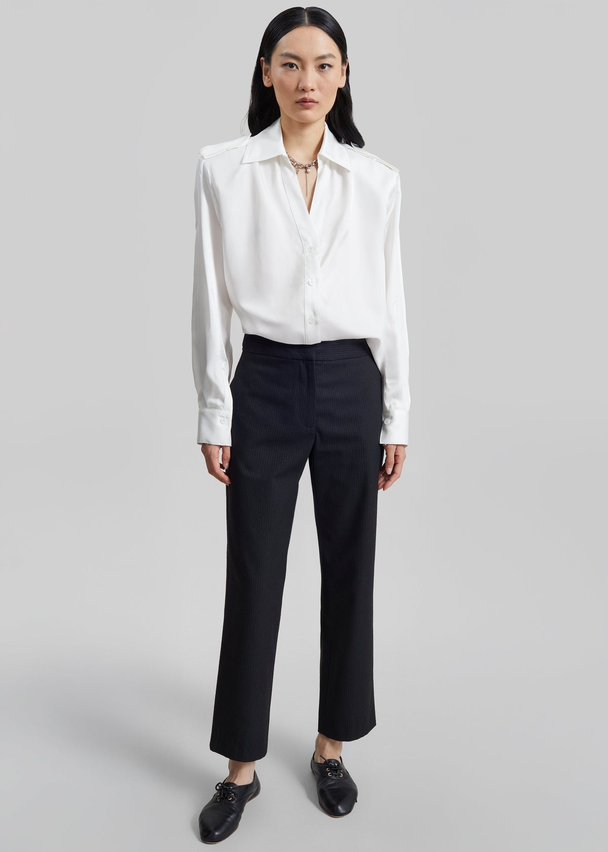Jet Slim Tailored Trousers - Black/White Pinstripe - 1