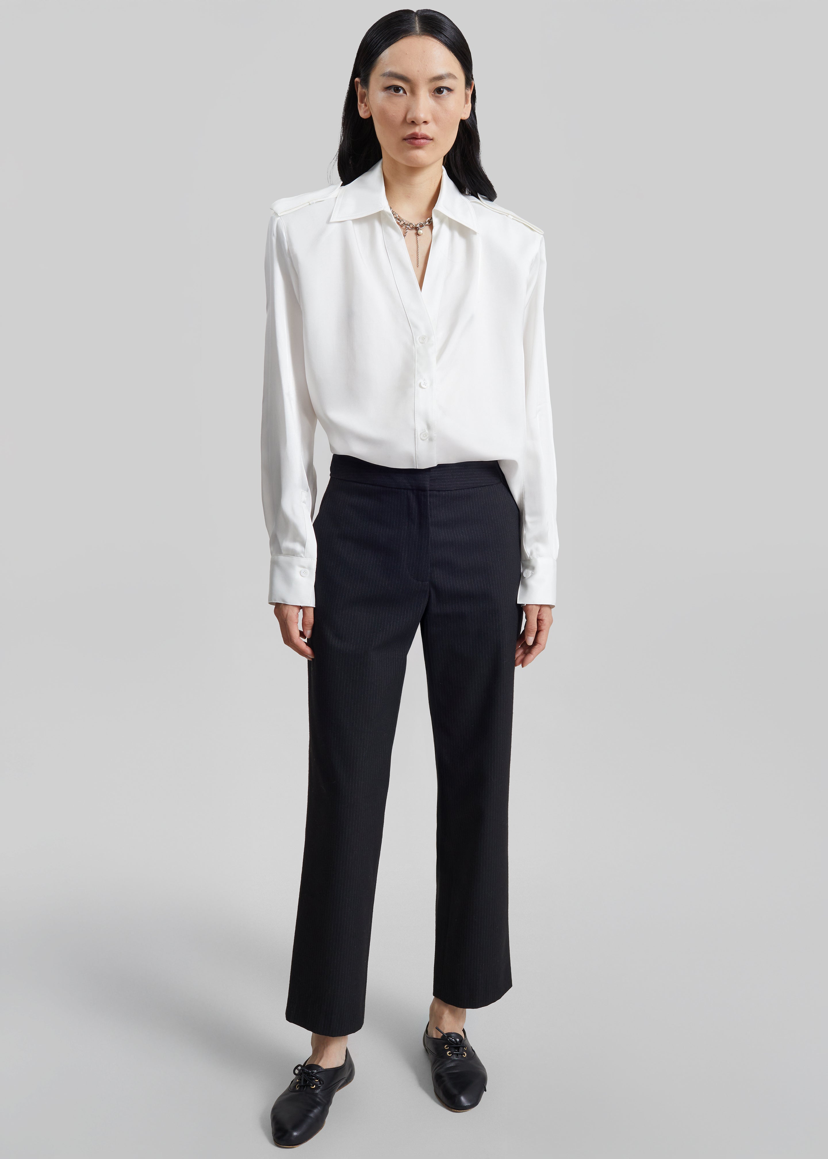 Jet Slim Tailored Trousers - Black/White Pinstripe - 1