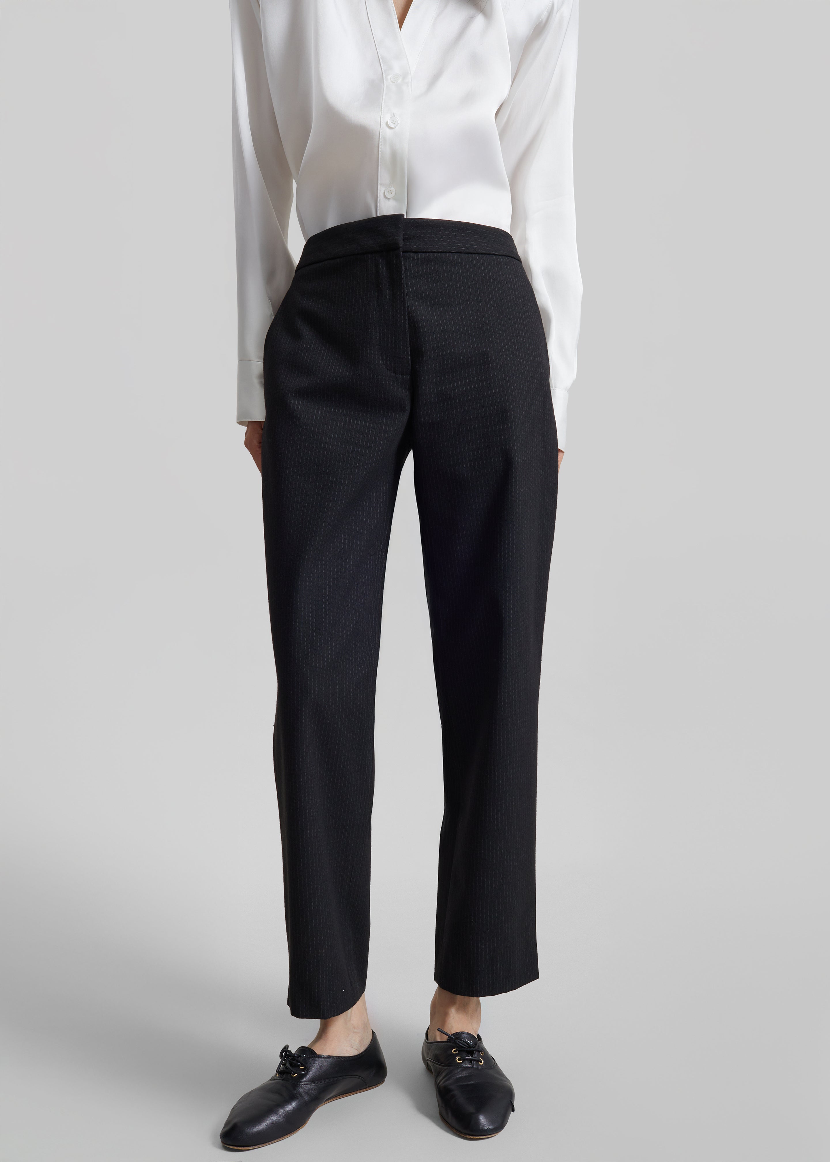 Jet Slim Tailored Trousers - Black/White Pinstripe - 5