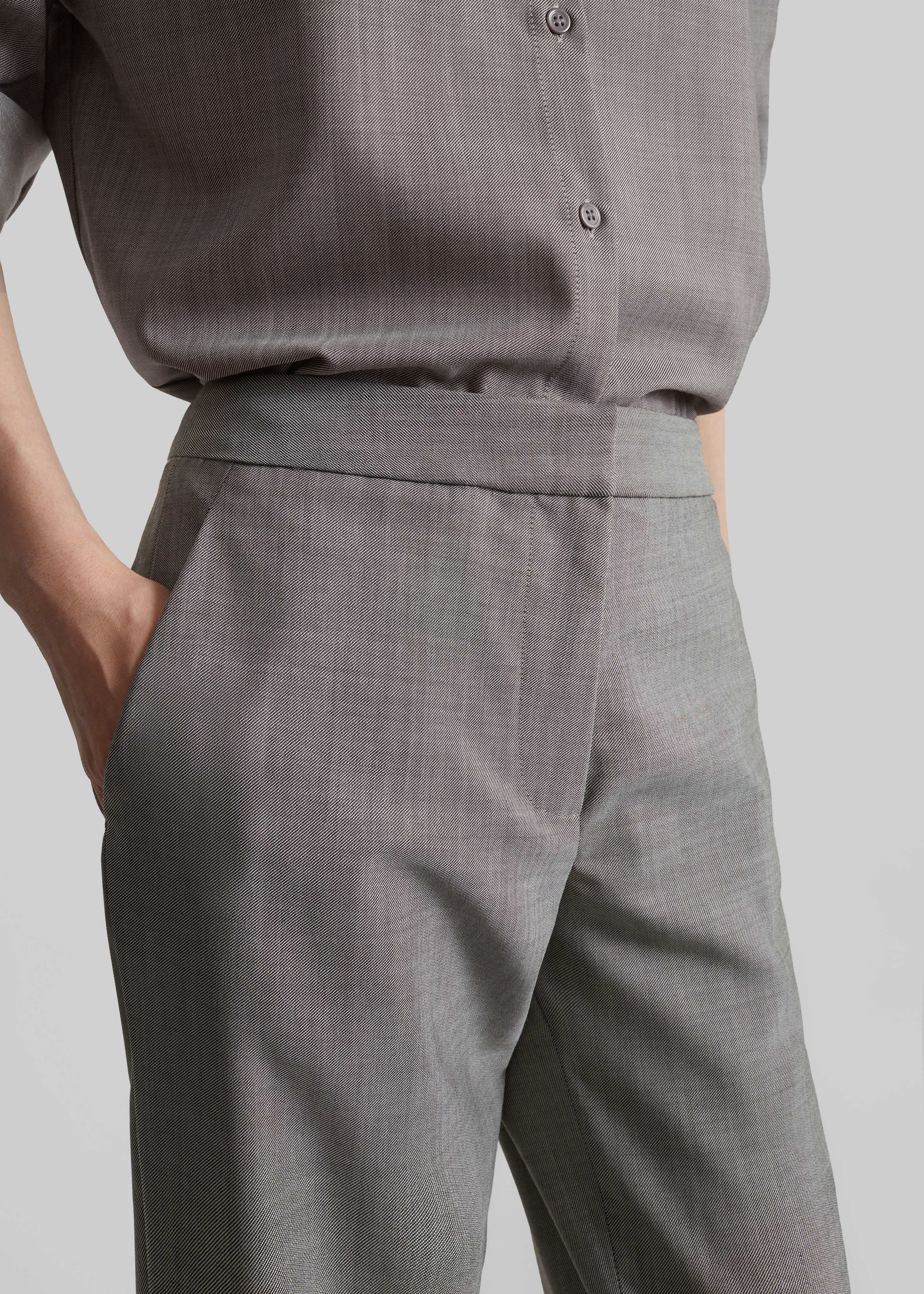 Jet Wool Slim Tailored Trousers - Light Taupe Melange - 2