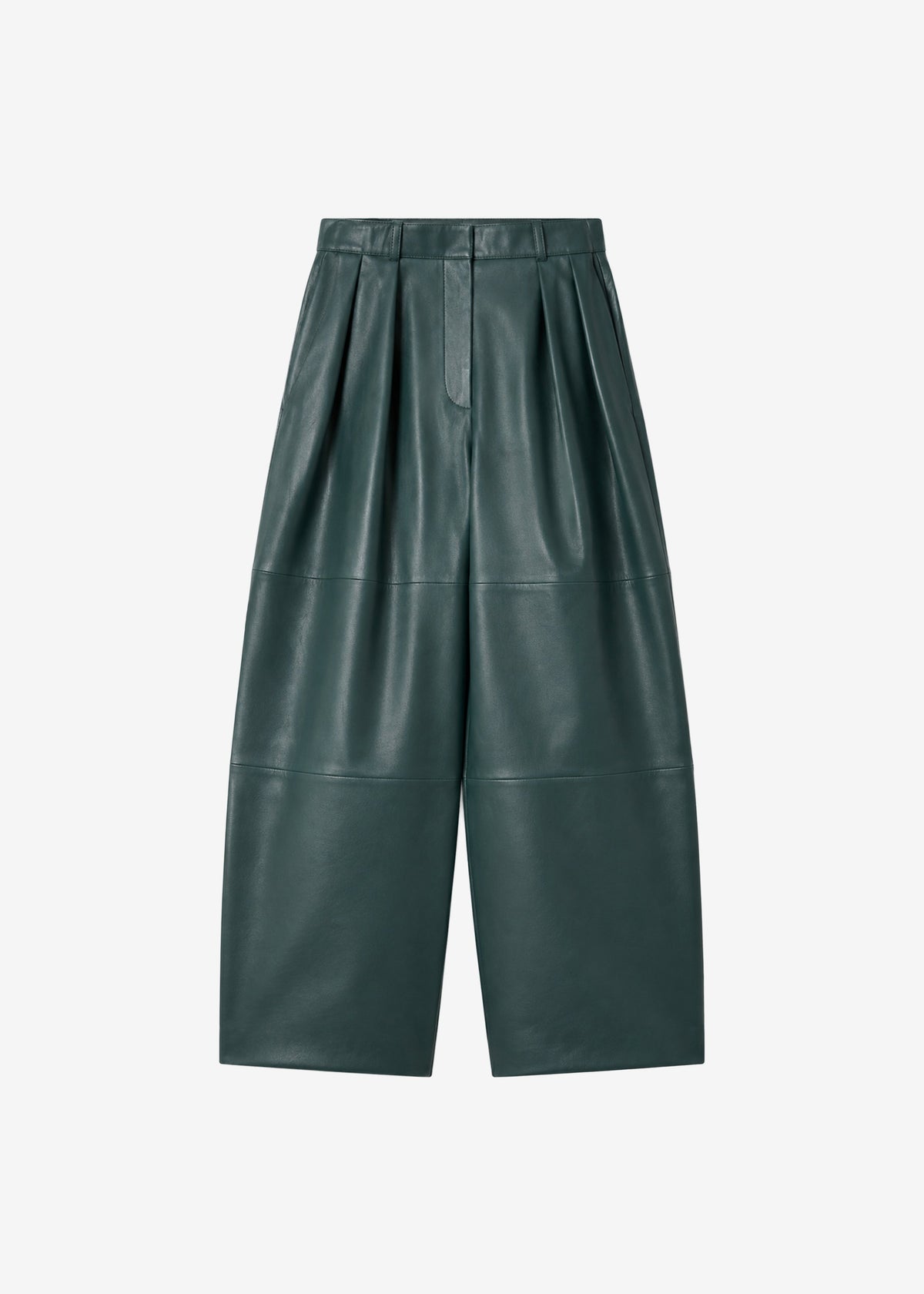 Pantalon Jeva en similicuir à doubles passants de ceinture - Vert bouteille