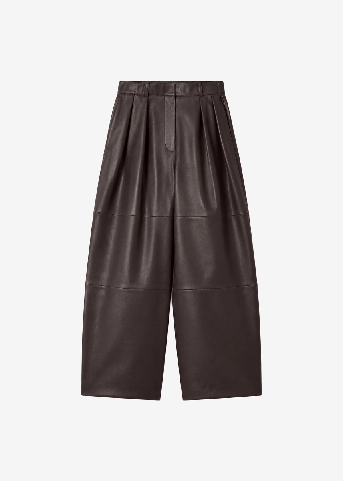 Pantalon Jeva en similicuir à doubles passants de ceinture - Marron