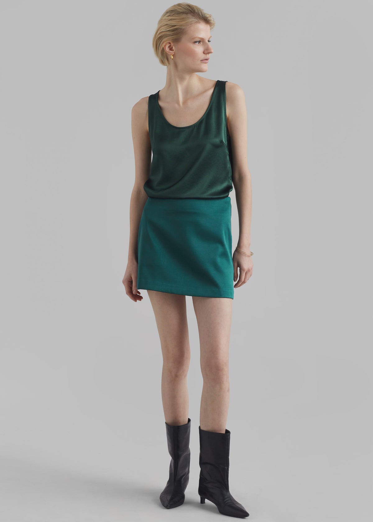 Jo Satin Mini Skirt - Deep Teal - 6