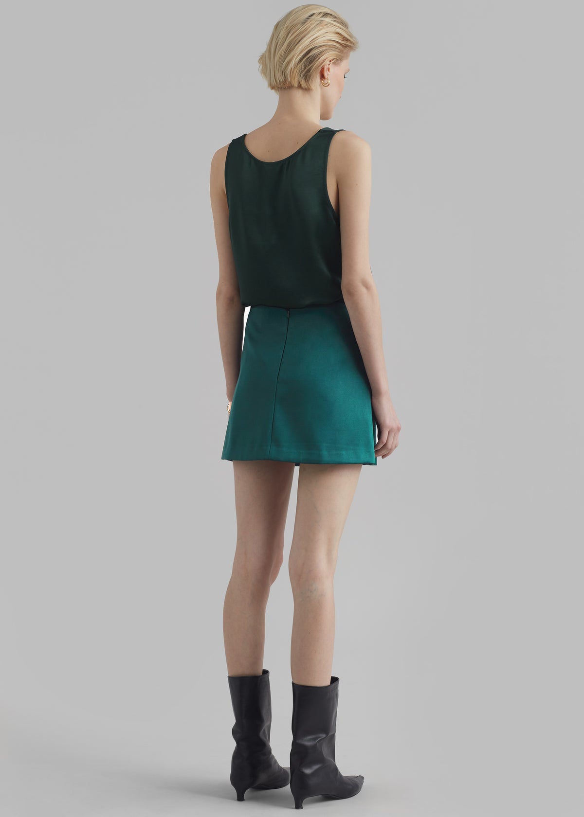 Jo Satin Mini Skirt - Deep Teal - 10