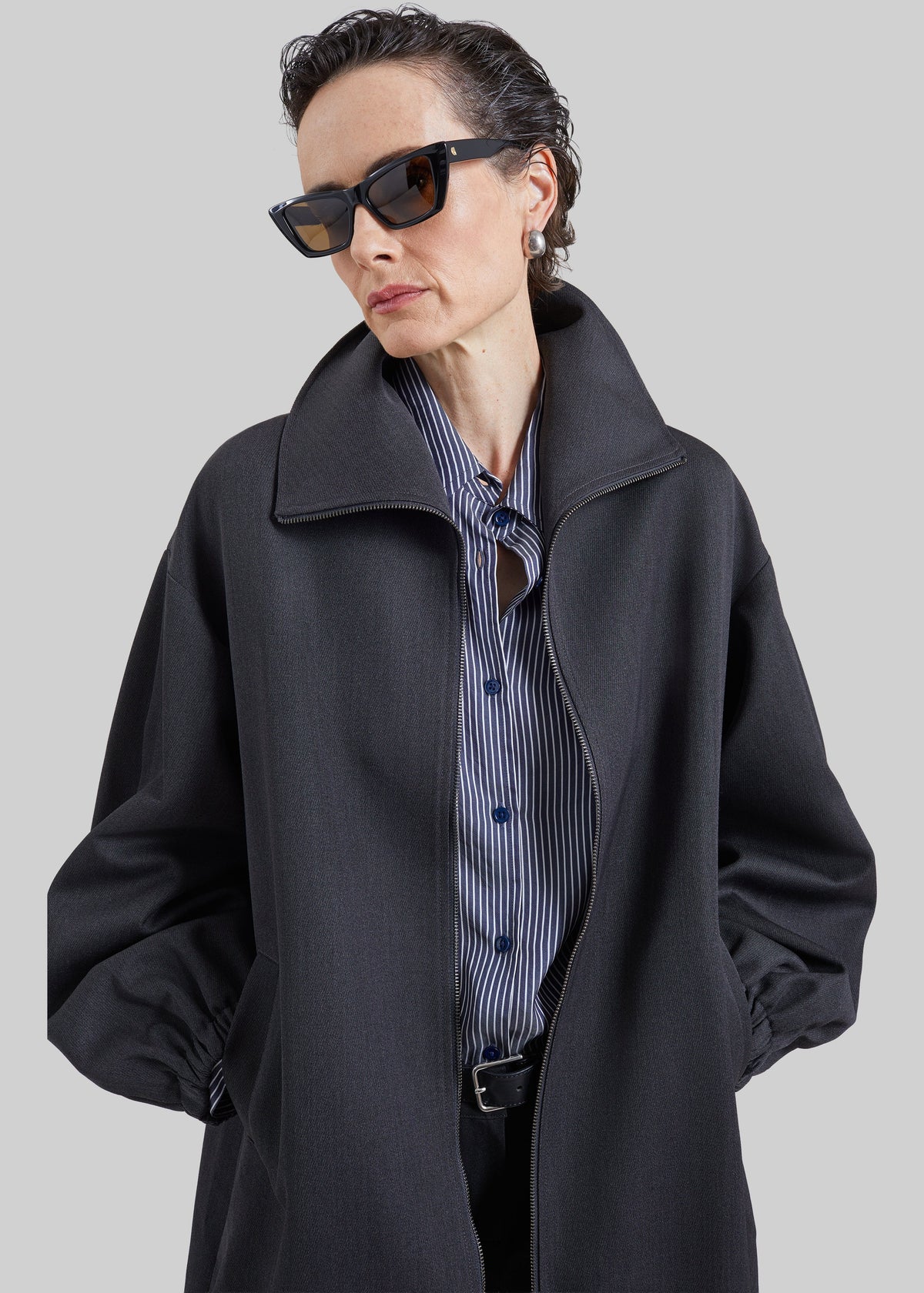 Manteau Joelle zippé - Gris foncé