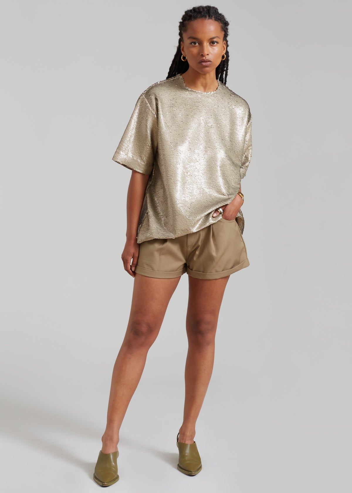 Jones Boxy Sequins Tee - Bronze - 1