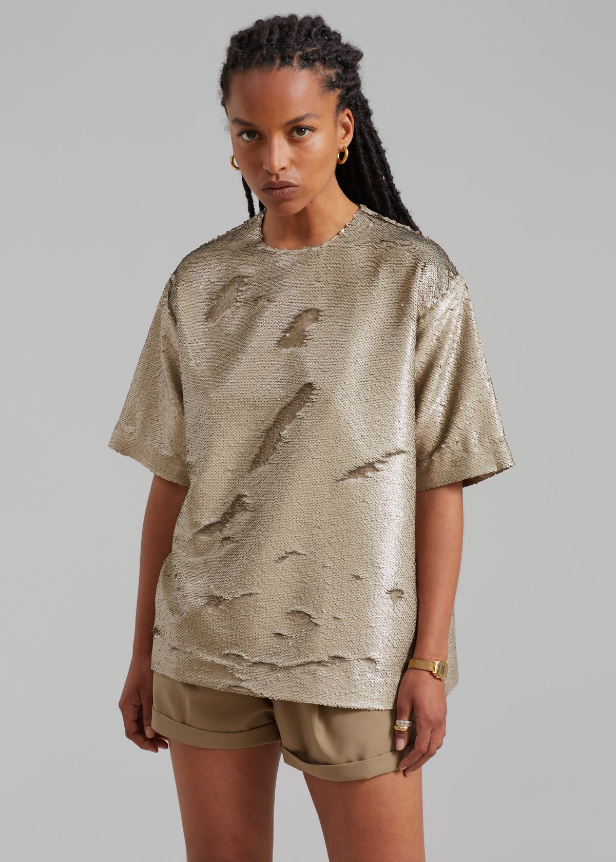 Jones Boxy Sequins Tee - Bronze - 9