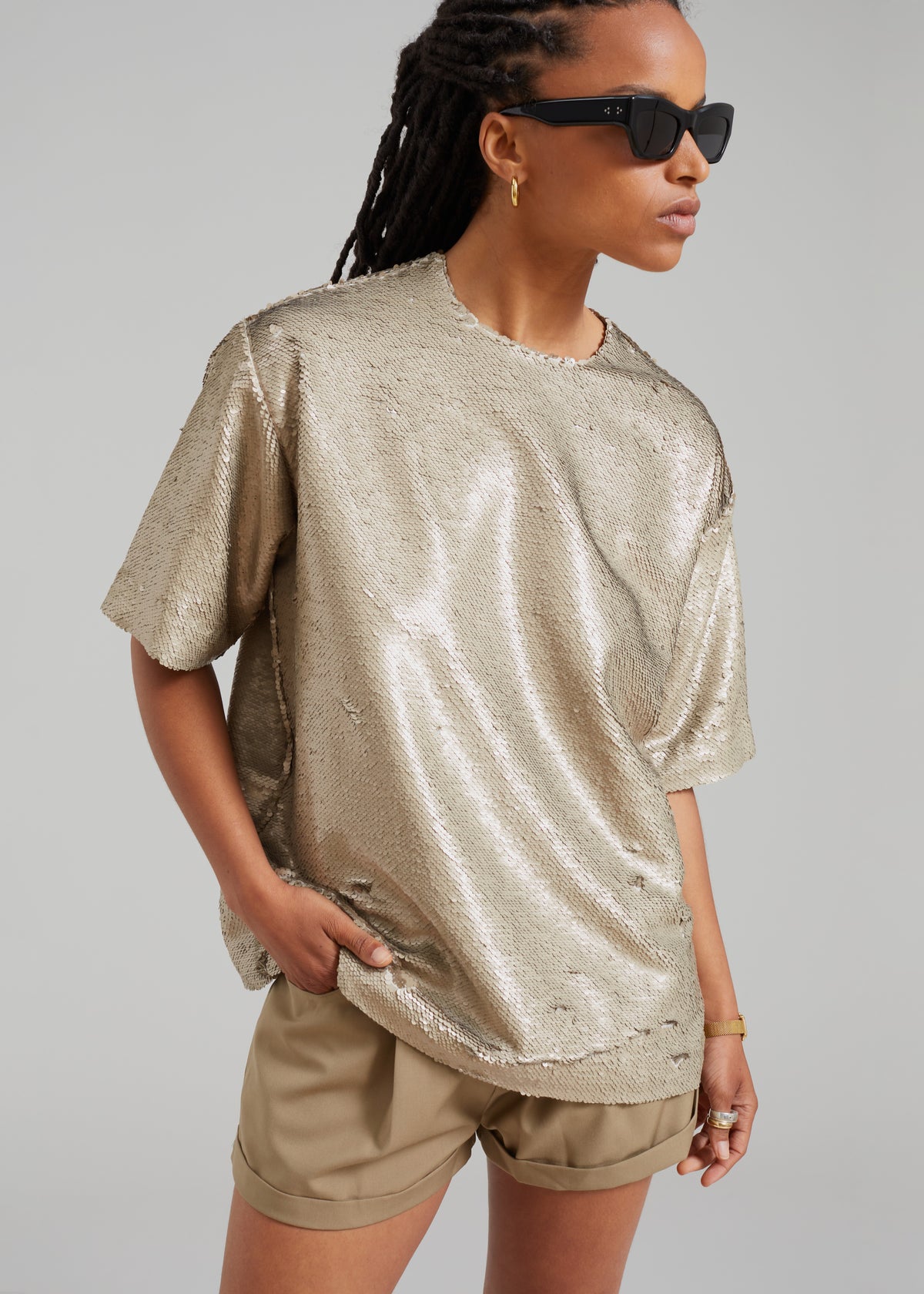 Jones Boxy Sequins Tee - Bronze - 5