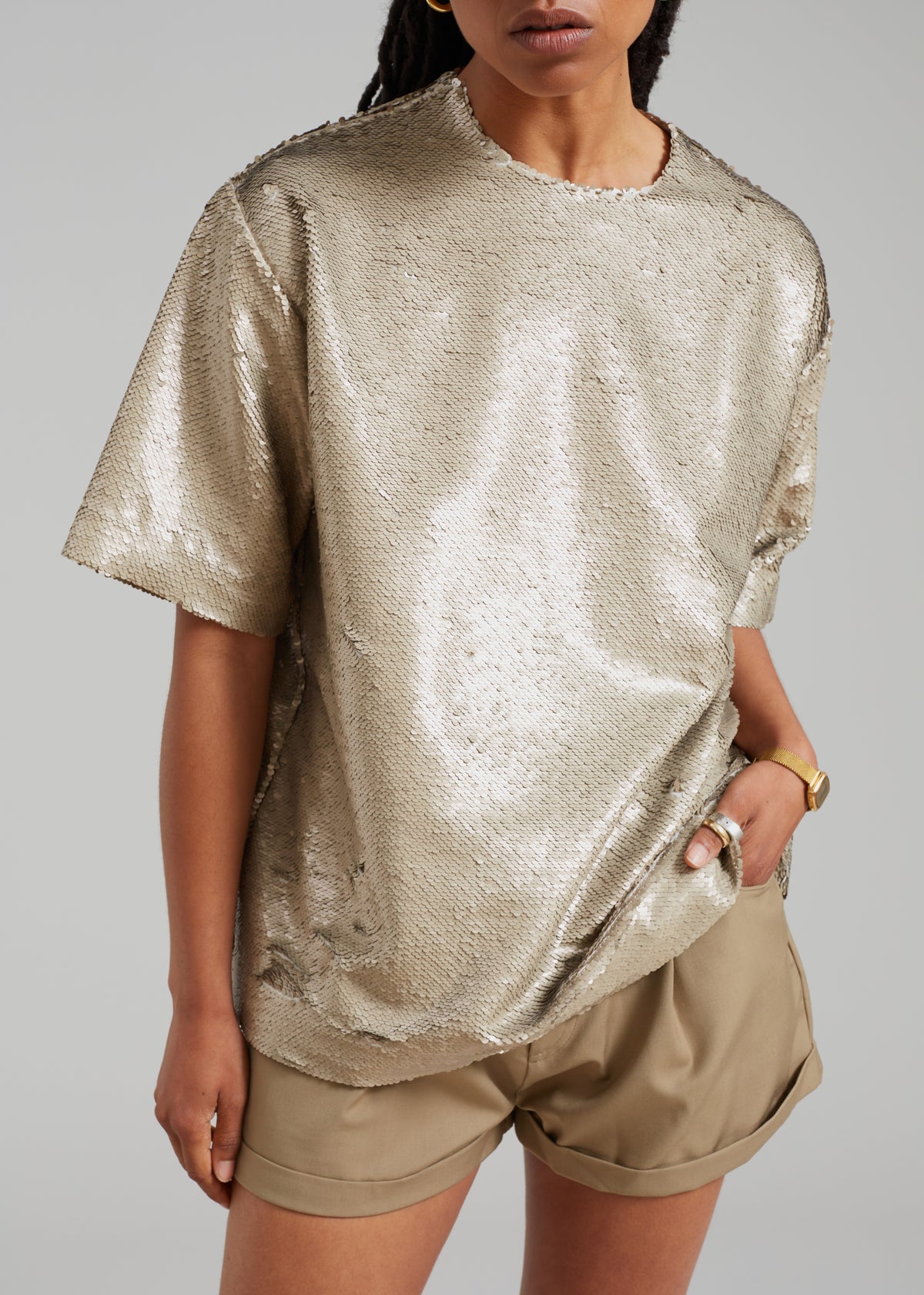 Jones Boxy Sequins Tee - Bronze - 7