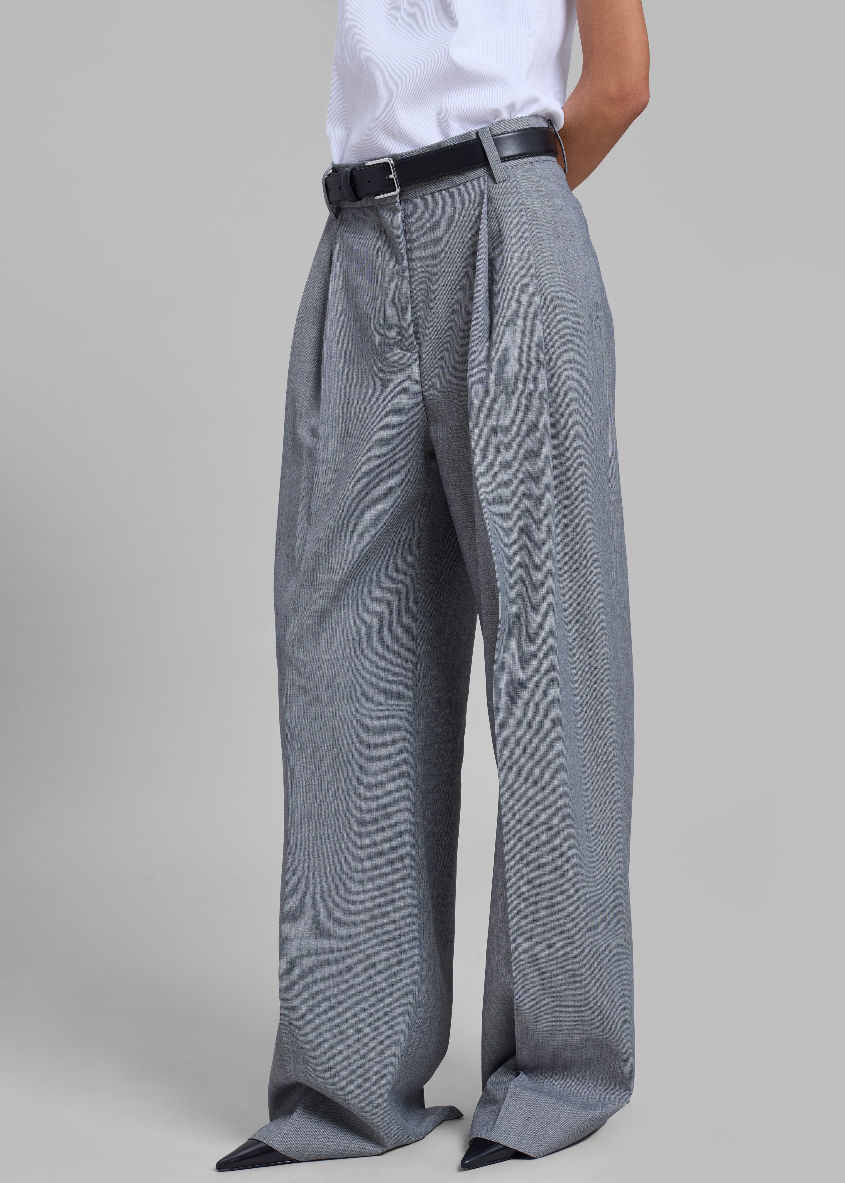 Jorae Pleated Trousers - Grey - 3