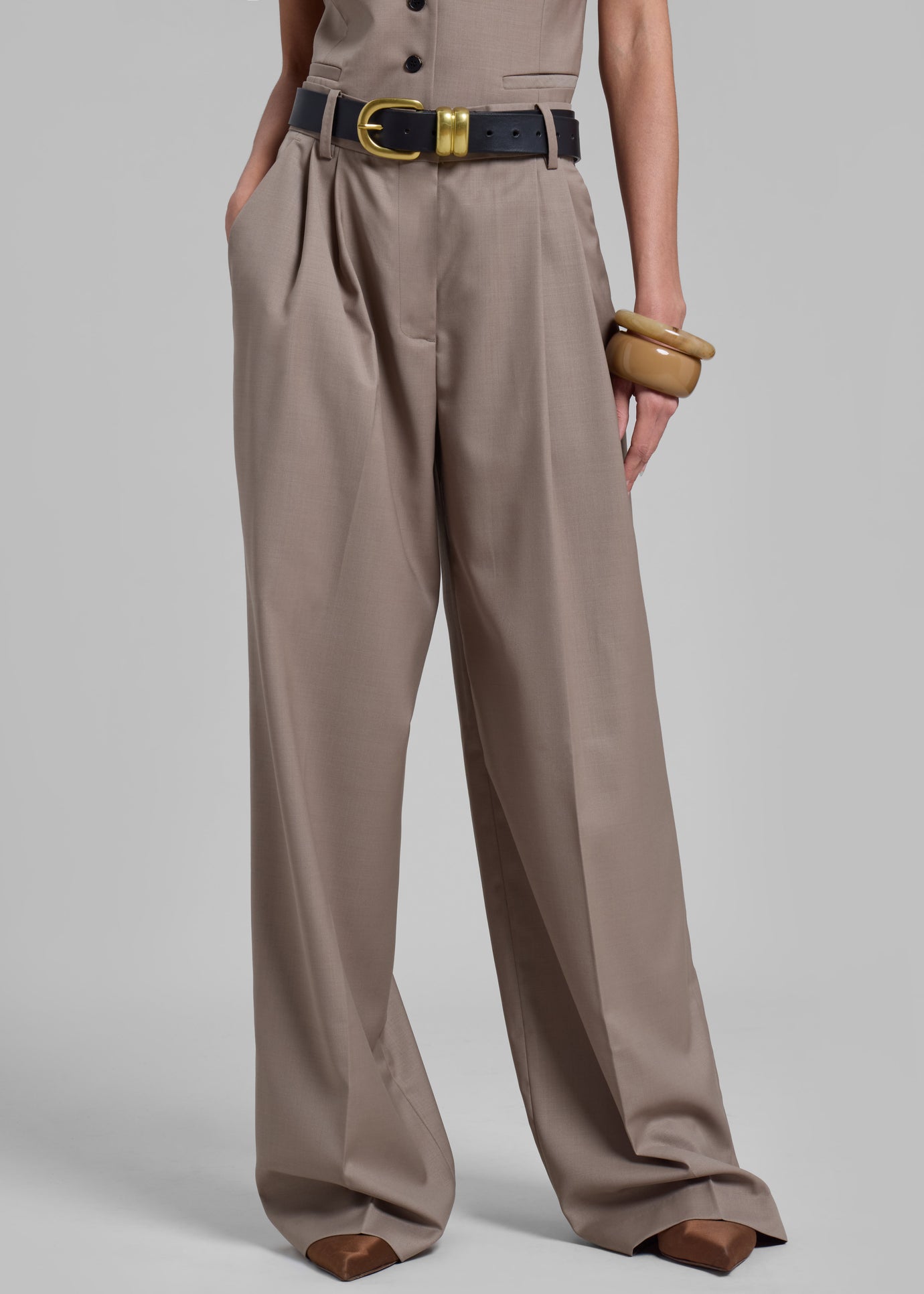 Jorae Pleated Trousers - Taupe - 1