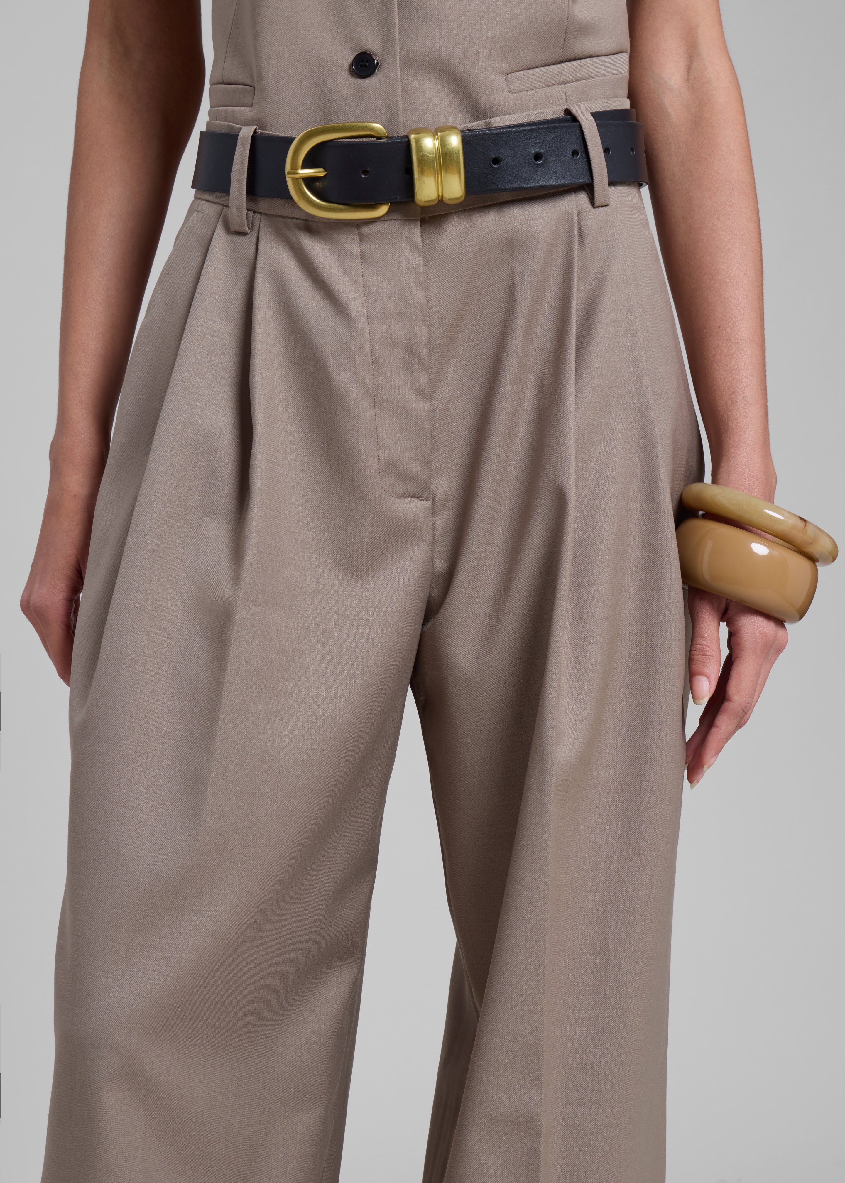 Jorae Pleated Trousers - Taupe - 3