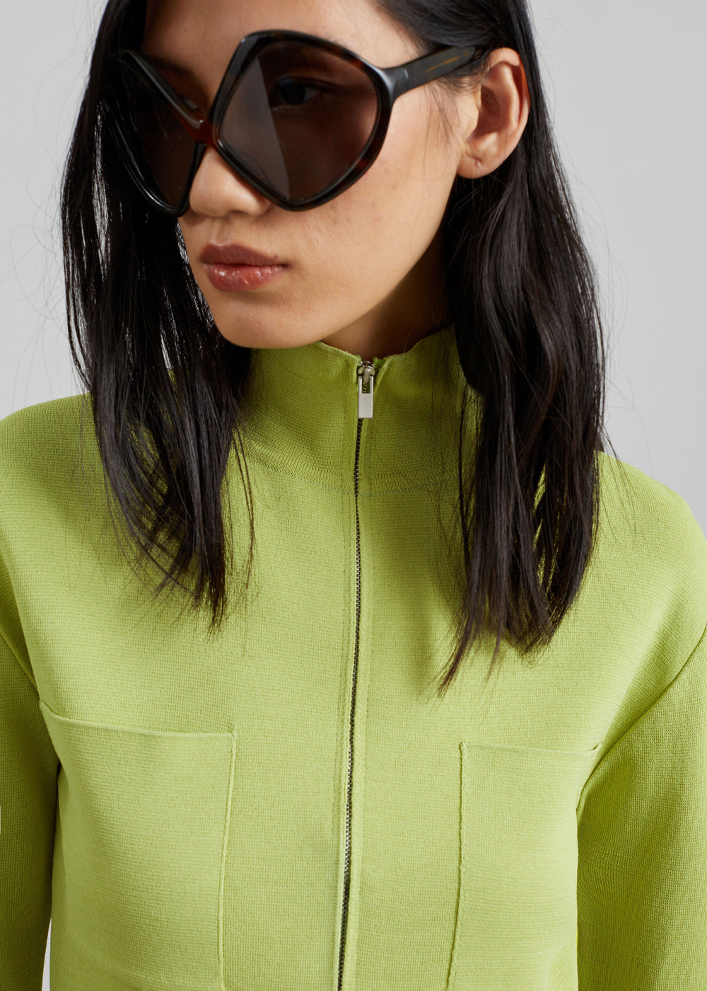 Juilly Knit Zip Cardigan - Lime - 1