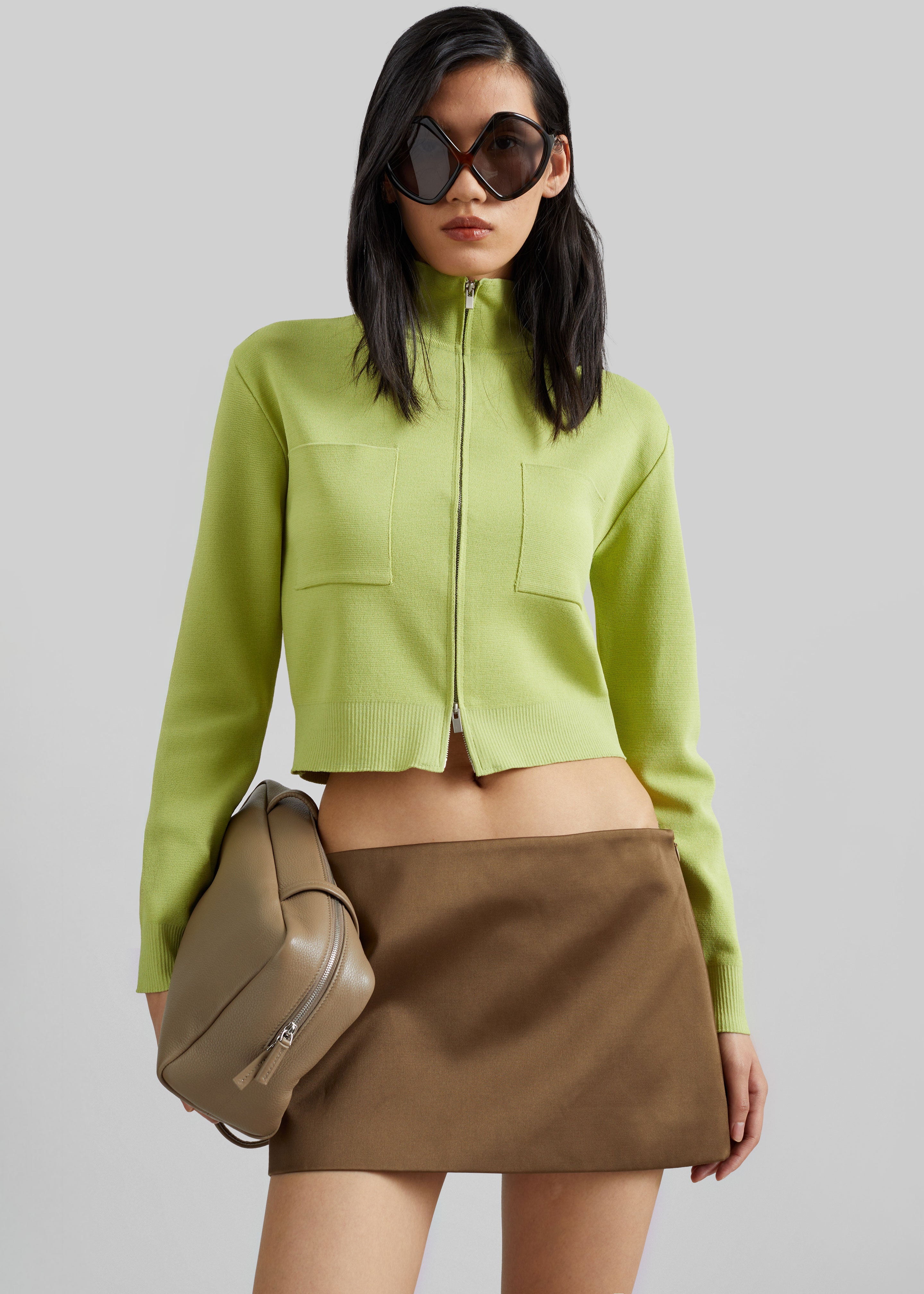 Juilly Knit Zip Cardigan - Lime – The Frankie Shop Europe