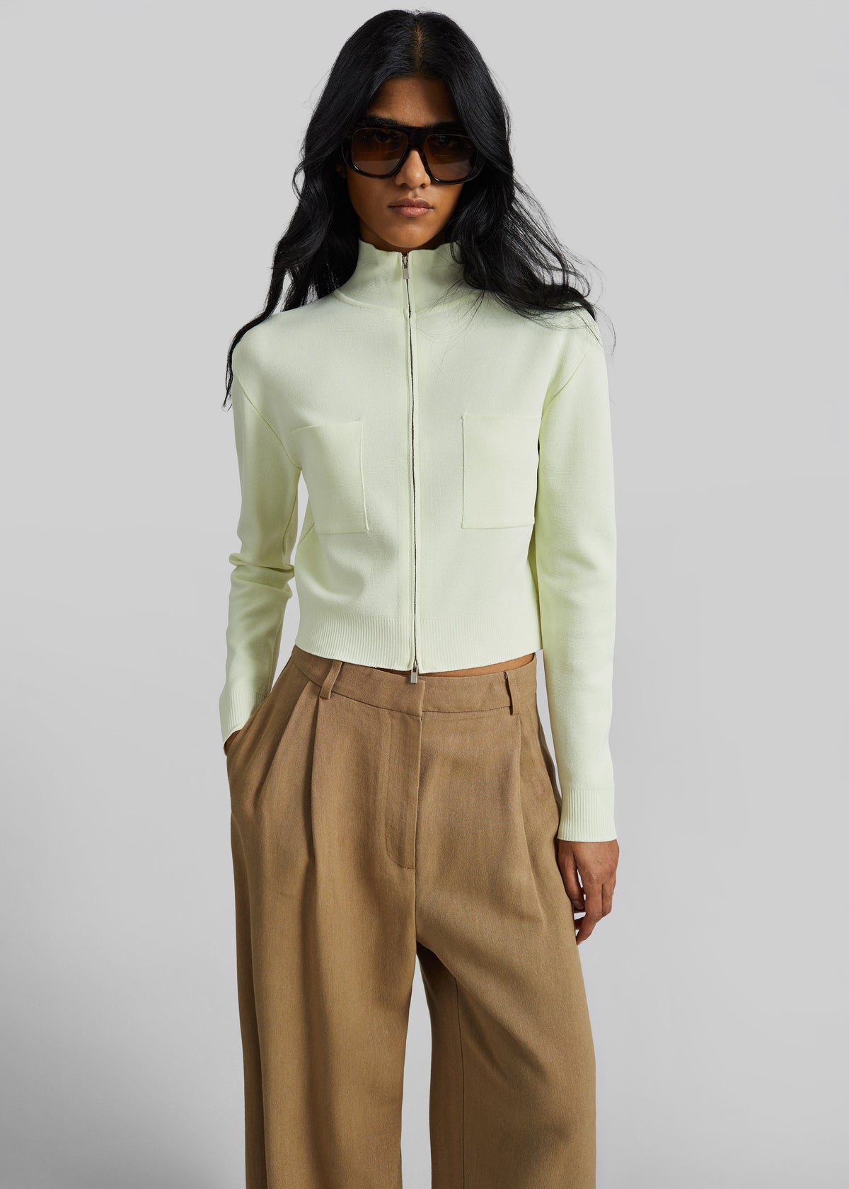 Juilly Knit Zip Cardigan - Pale Yellow - 4