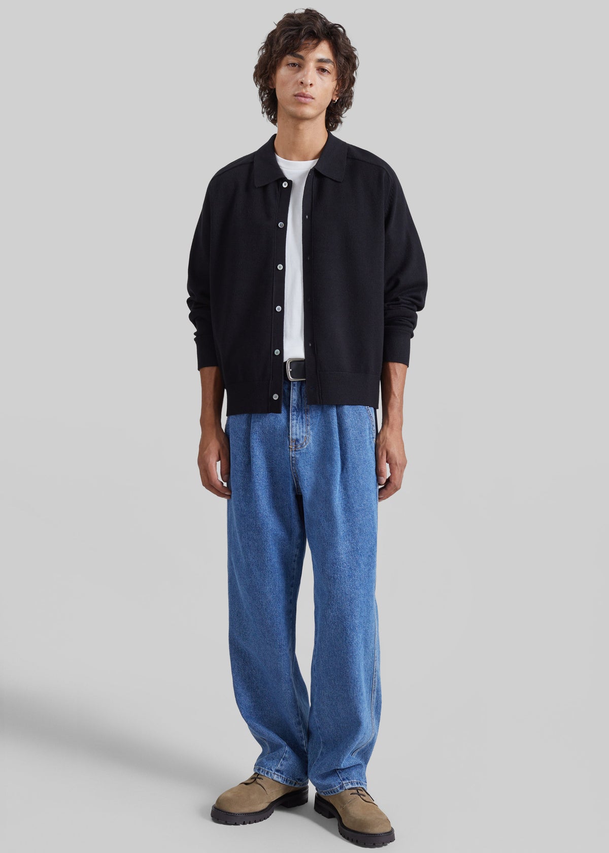 Julio Knit Polo Cardigan - Black