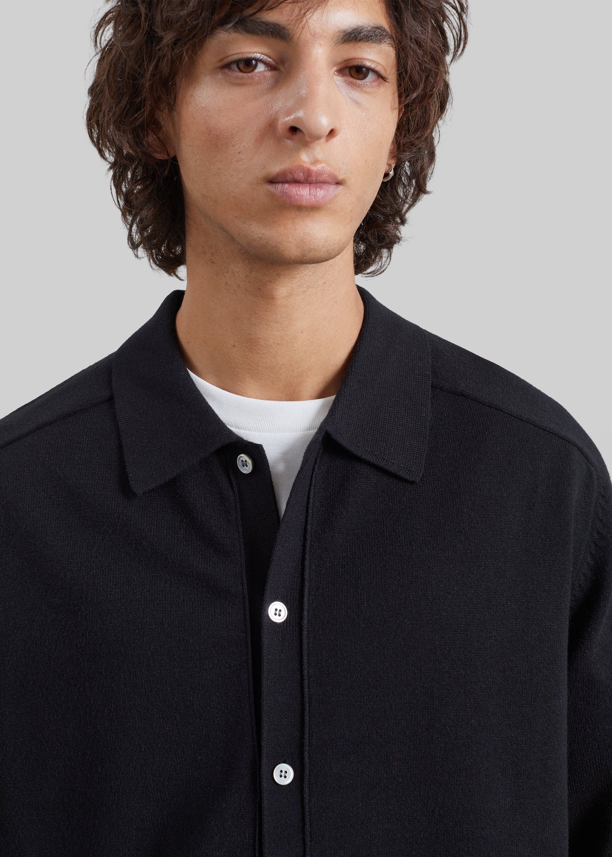 Julio Knit Polo Cardigan - Black