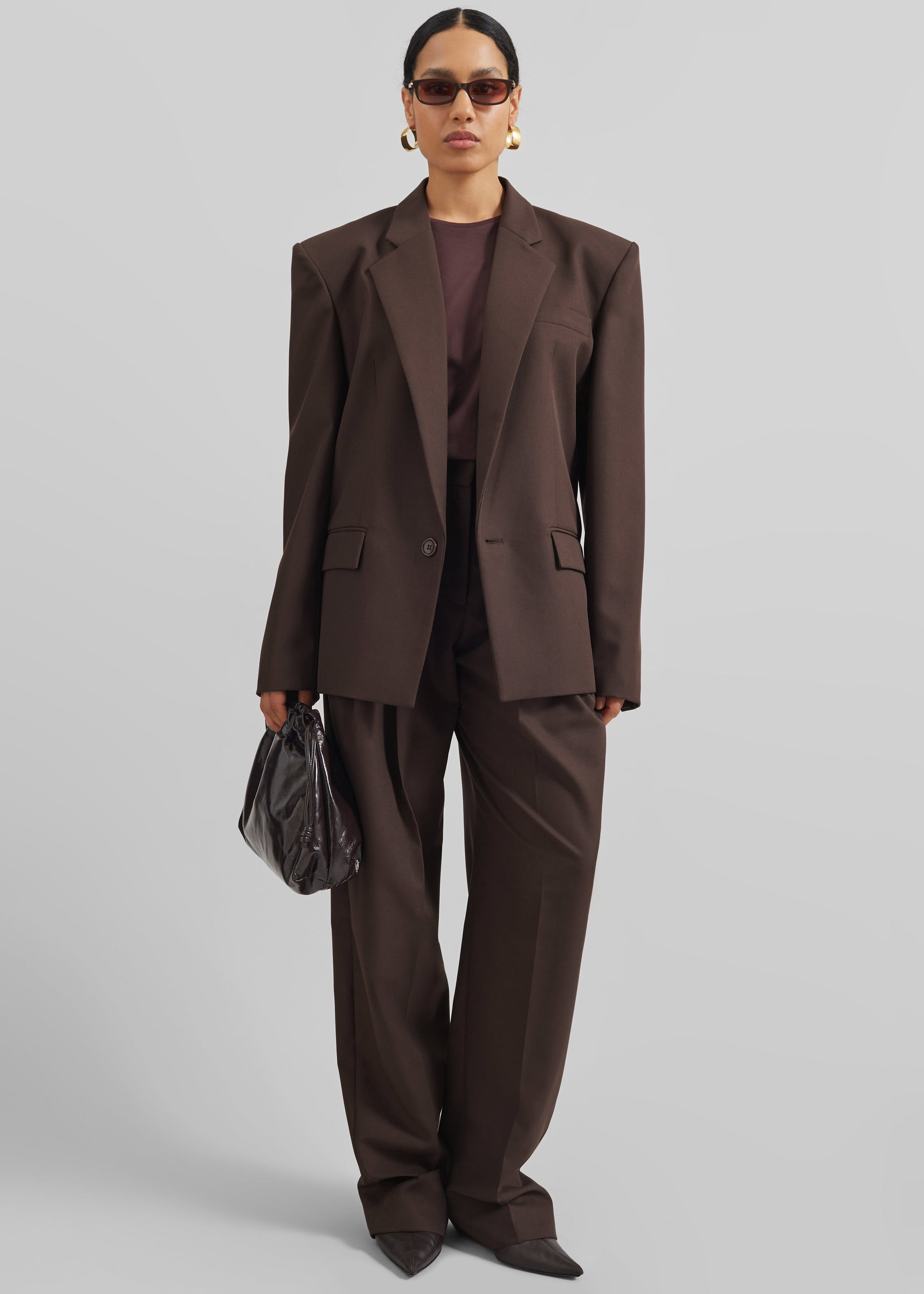 Shop the look image for Gelso Pleated Twill Trousers - Brown