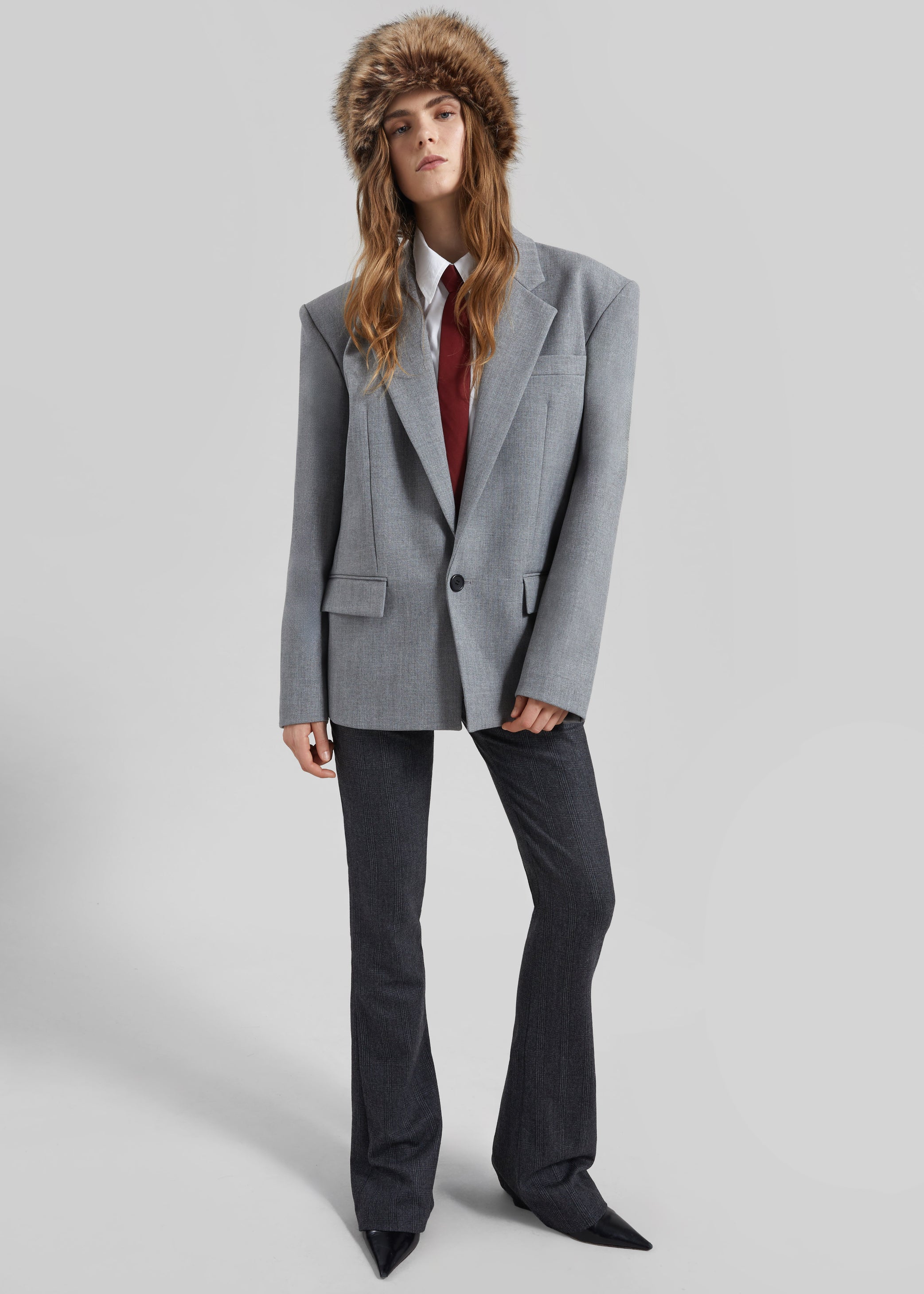 Shop the look image for Jun Textured Blazer - Grey Melange