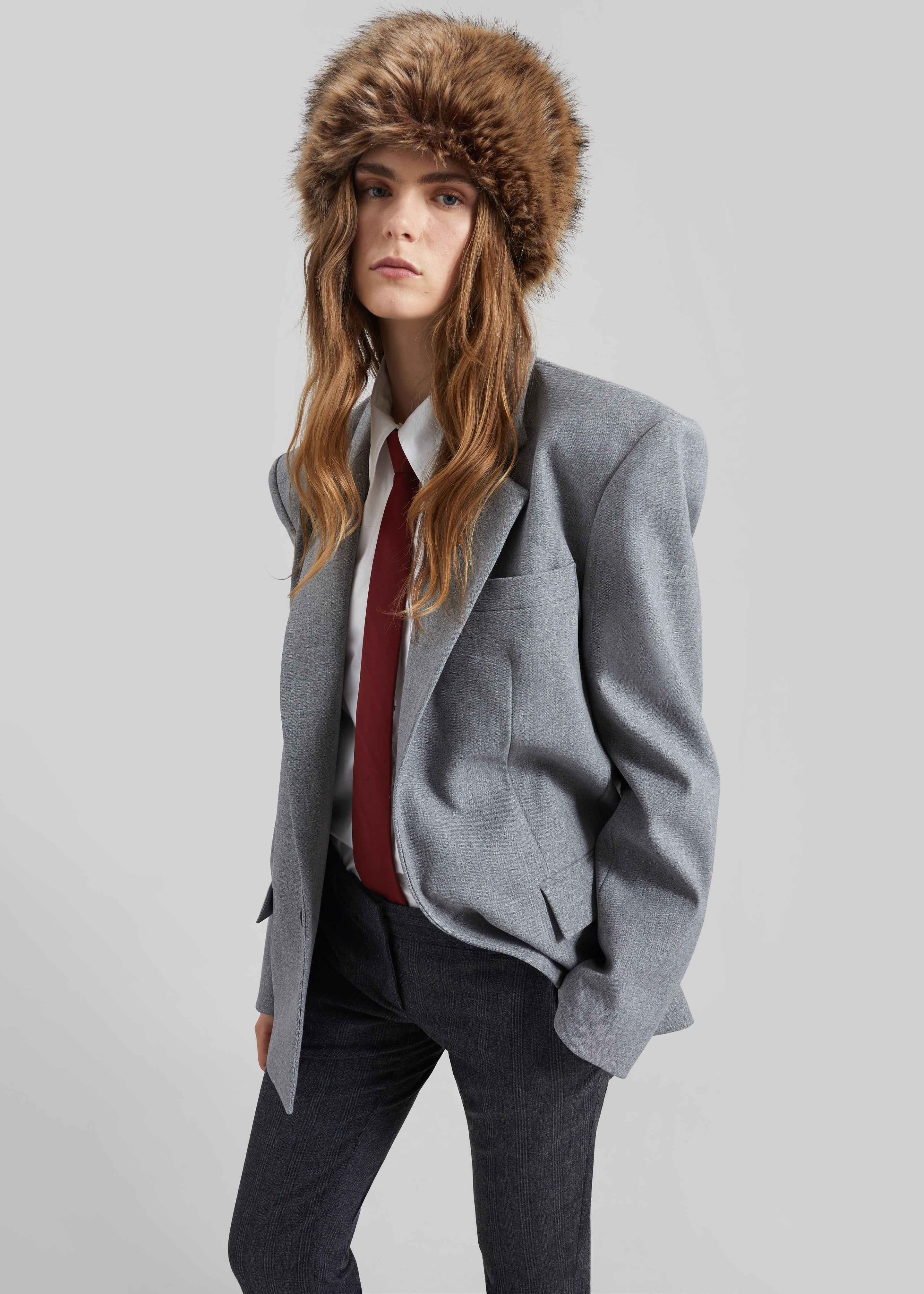 Jun Textured Blazer - Grey Melange - 3