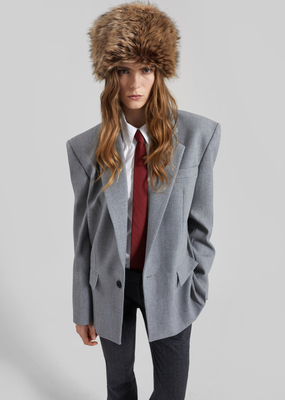 Jun Textured Blazer - Grey Melange - 1