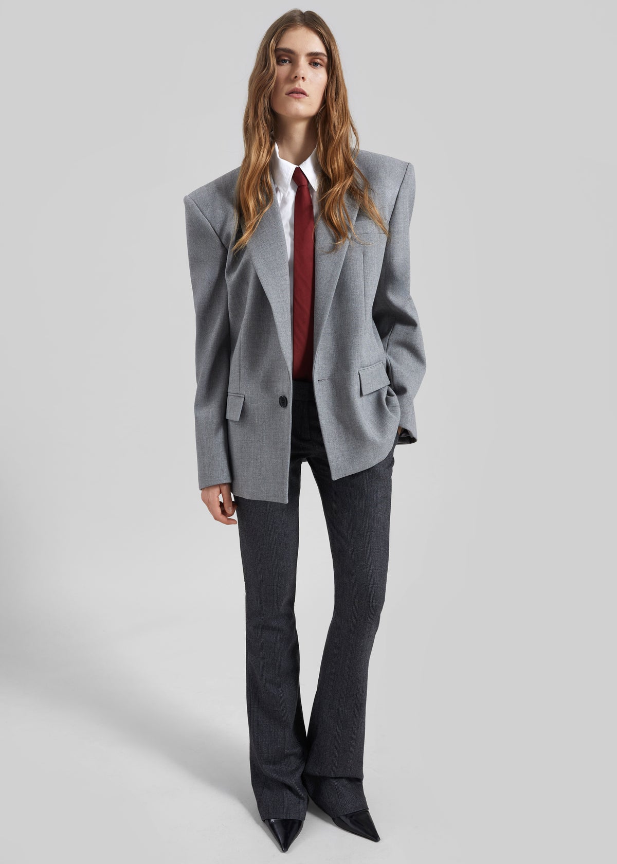 Jun Textured Blazer - Grey Melange - 1