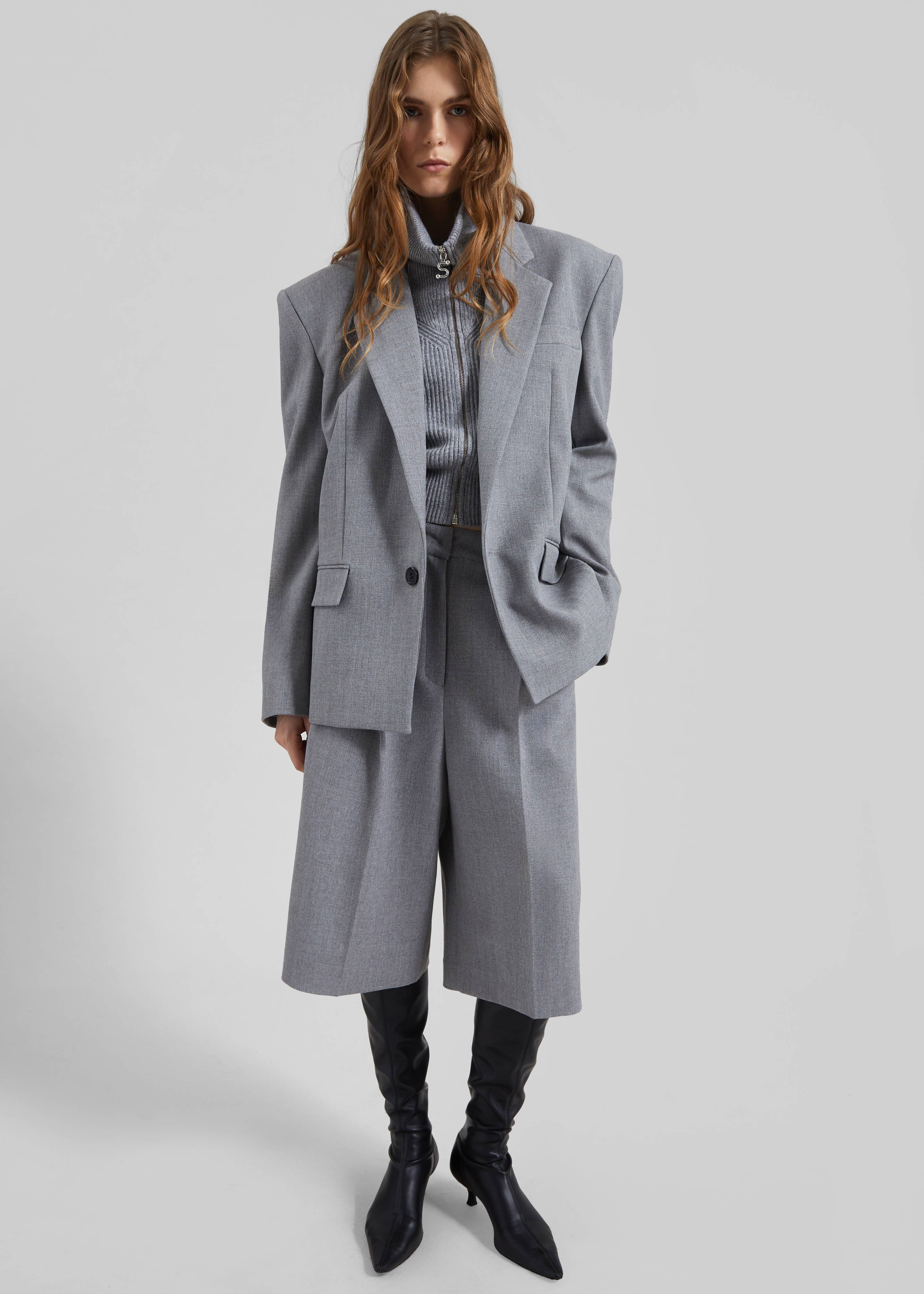 Jun Textured Blazer - Grey Melange - 3