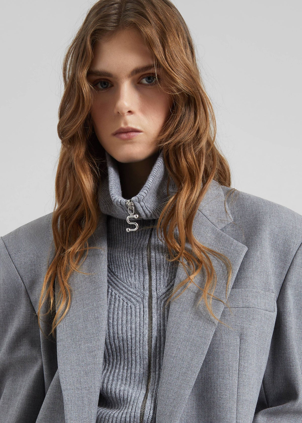 Jun Textured Blazer - Grey Melange - 4