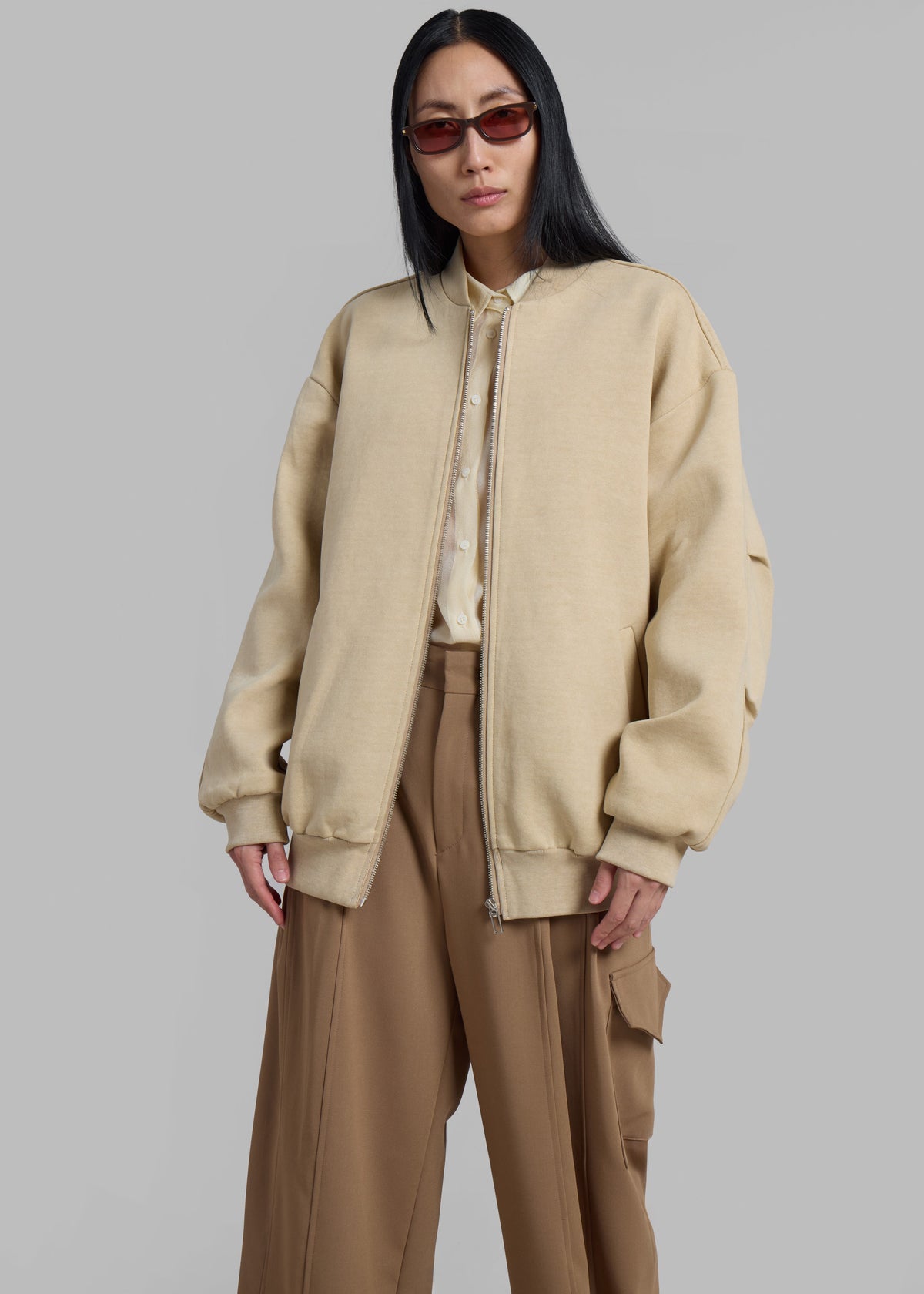 Jura Cotton Bomber Jacket - Beige - 1