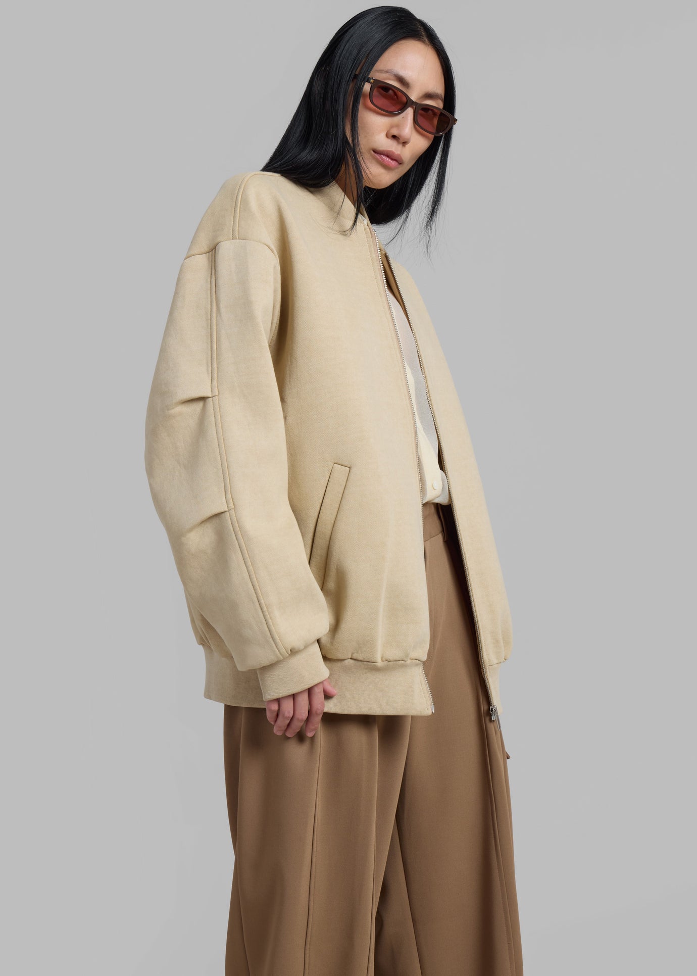 Jura Cotton Bomber Jacket - Beige - 1