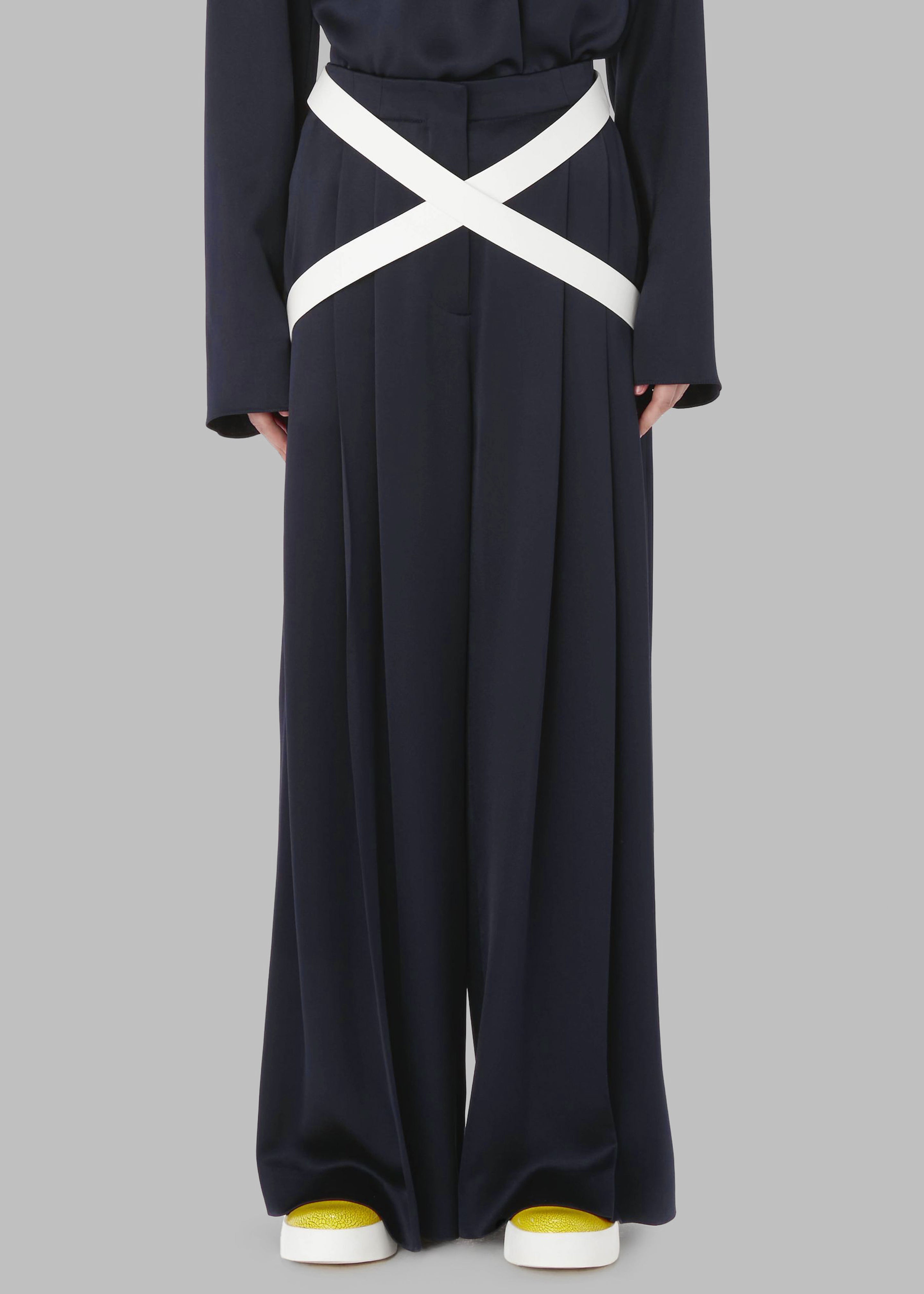 JW Anderson Crossover Strap Wide Leg Trousers - Navy - 4