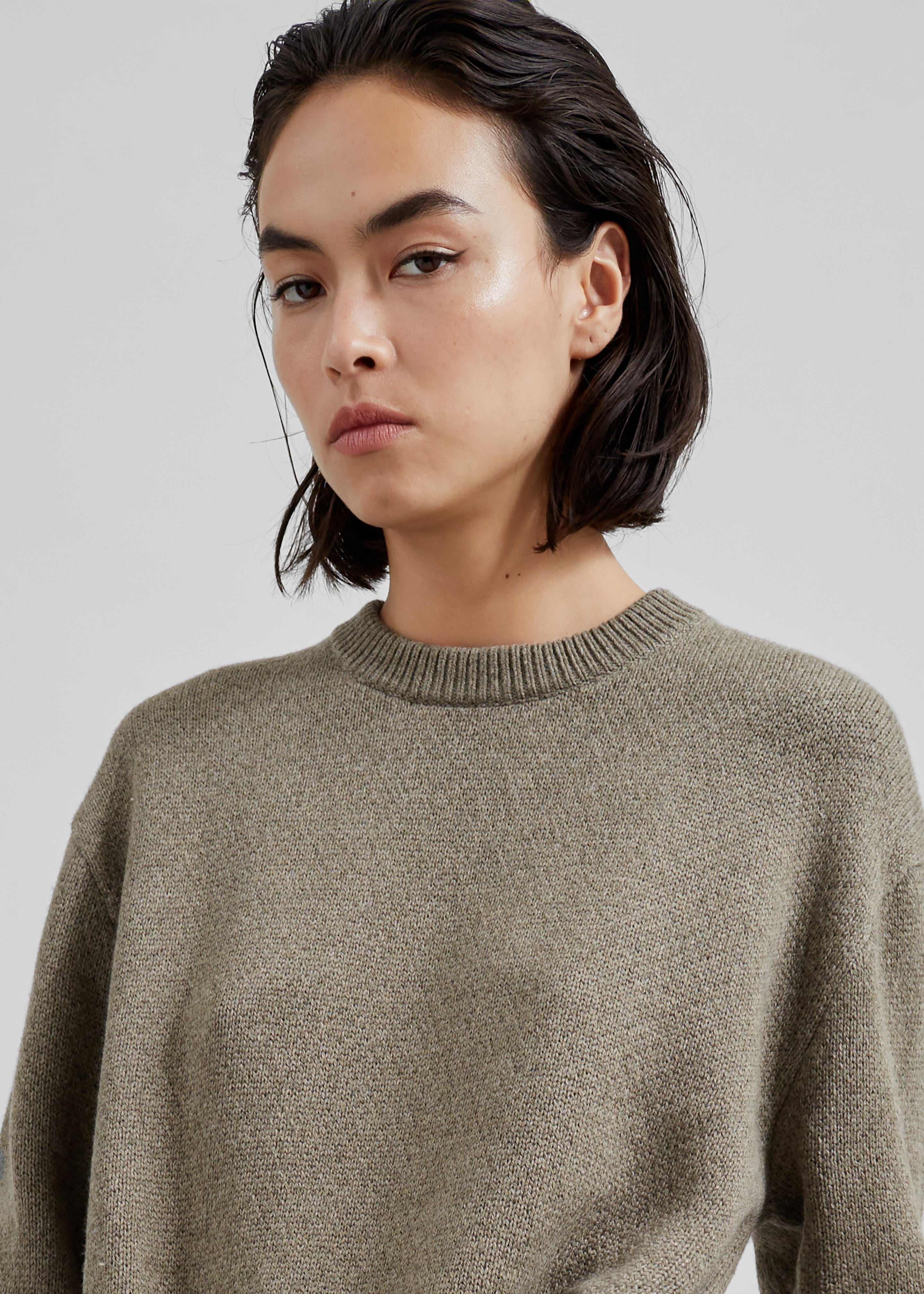 JW Anderson Draped Tie Front Jumper - Khaki - 3