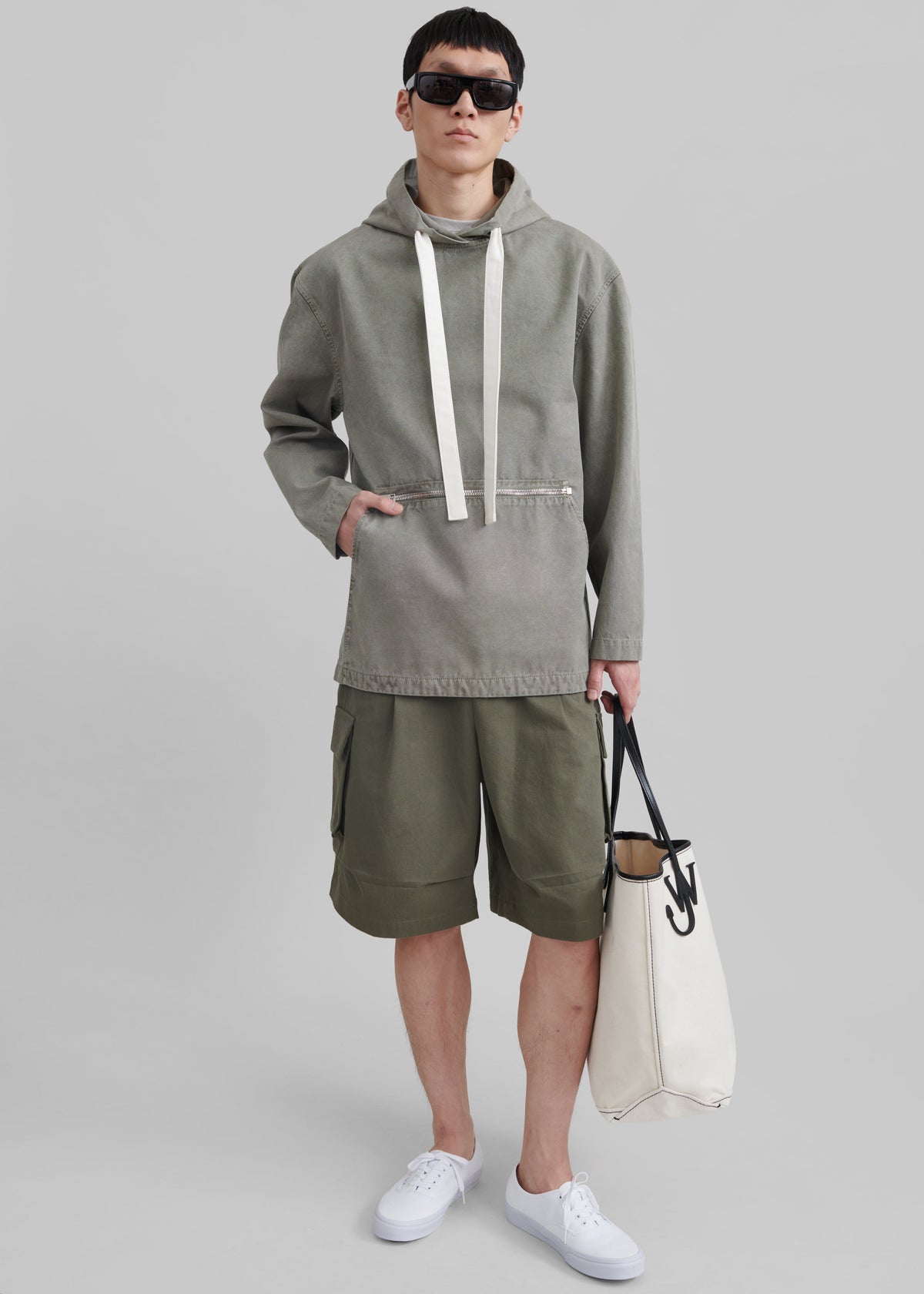 JW Anderson Garment Dye Hoodie - Grey - 4