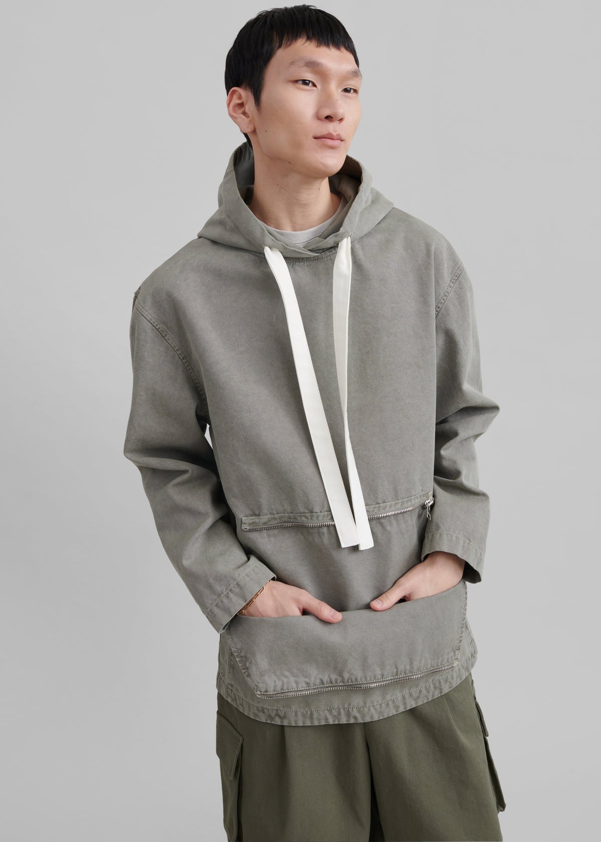 JW Anderson Garment Dye Hoodie - Grey - 3