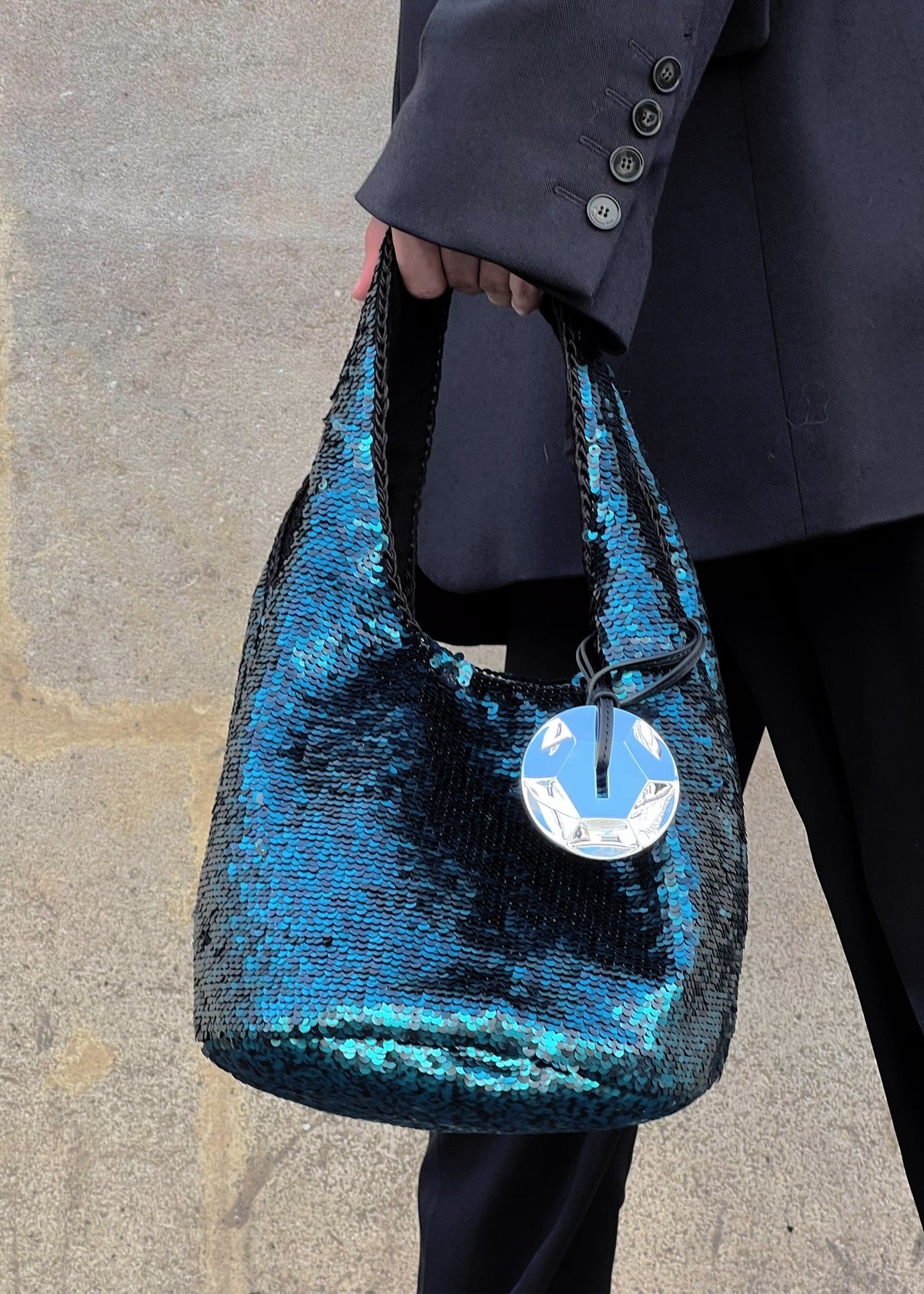 JW Anderson Mini Sequin Shopper - Dark Teal - 4