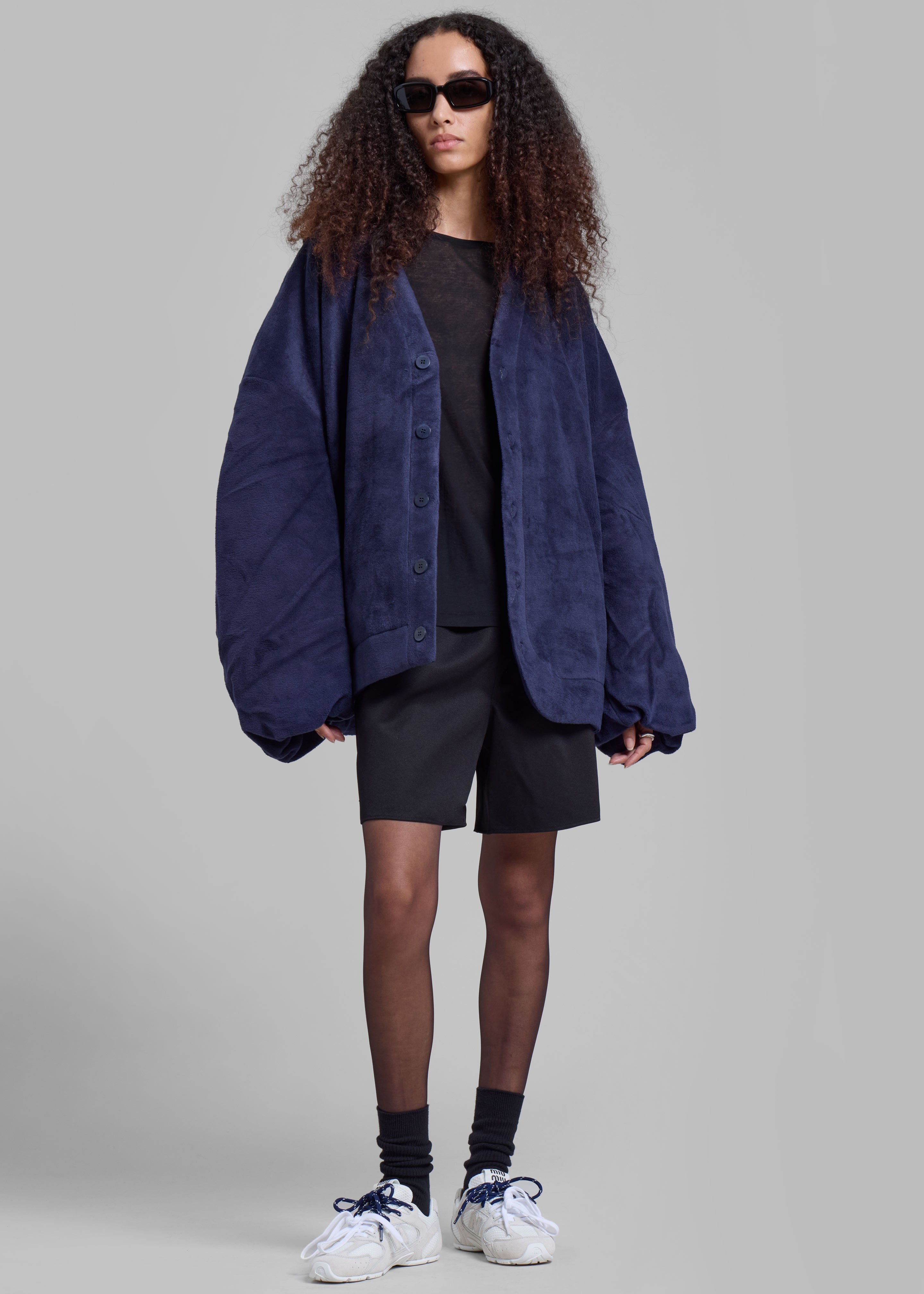 JW Anderson Oversized V-Neck Cardigan - Dark Navy - 4