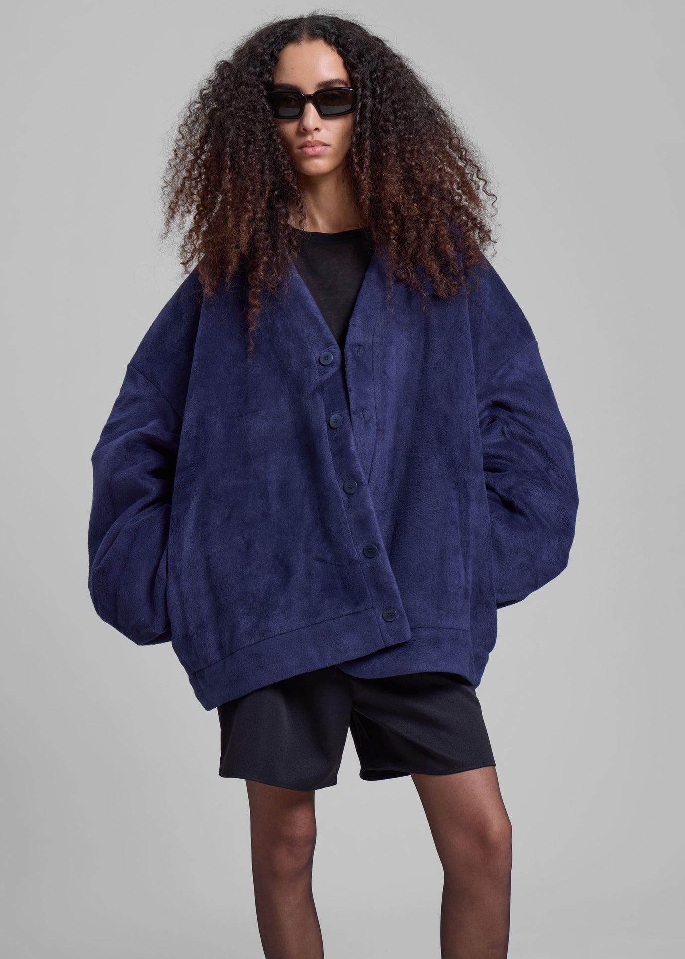 JW Anderson Oversized V-Neck Cardigan - Dark Navy - 1