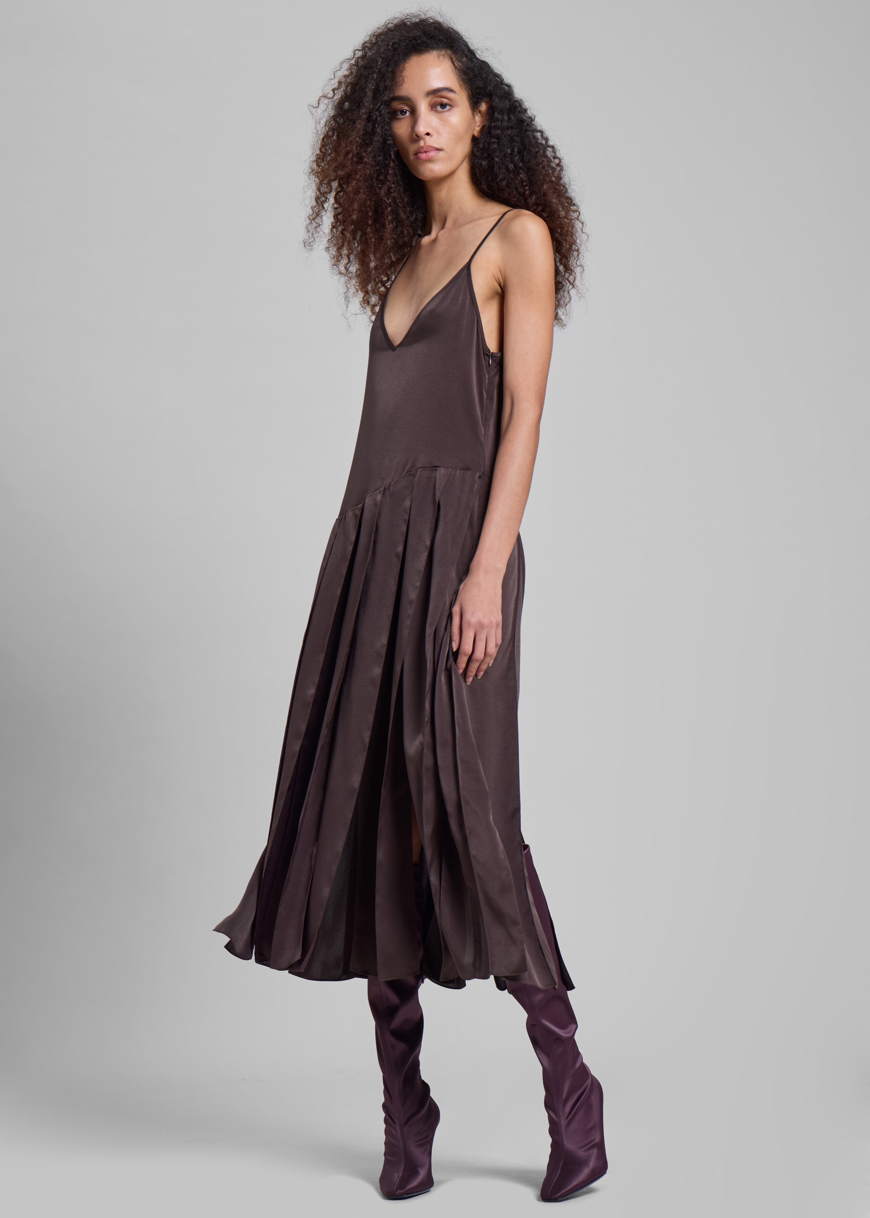 JW Anderson Ribbon Hem Strap Dress - Chocolate Brown - 5