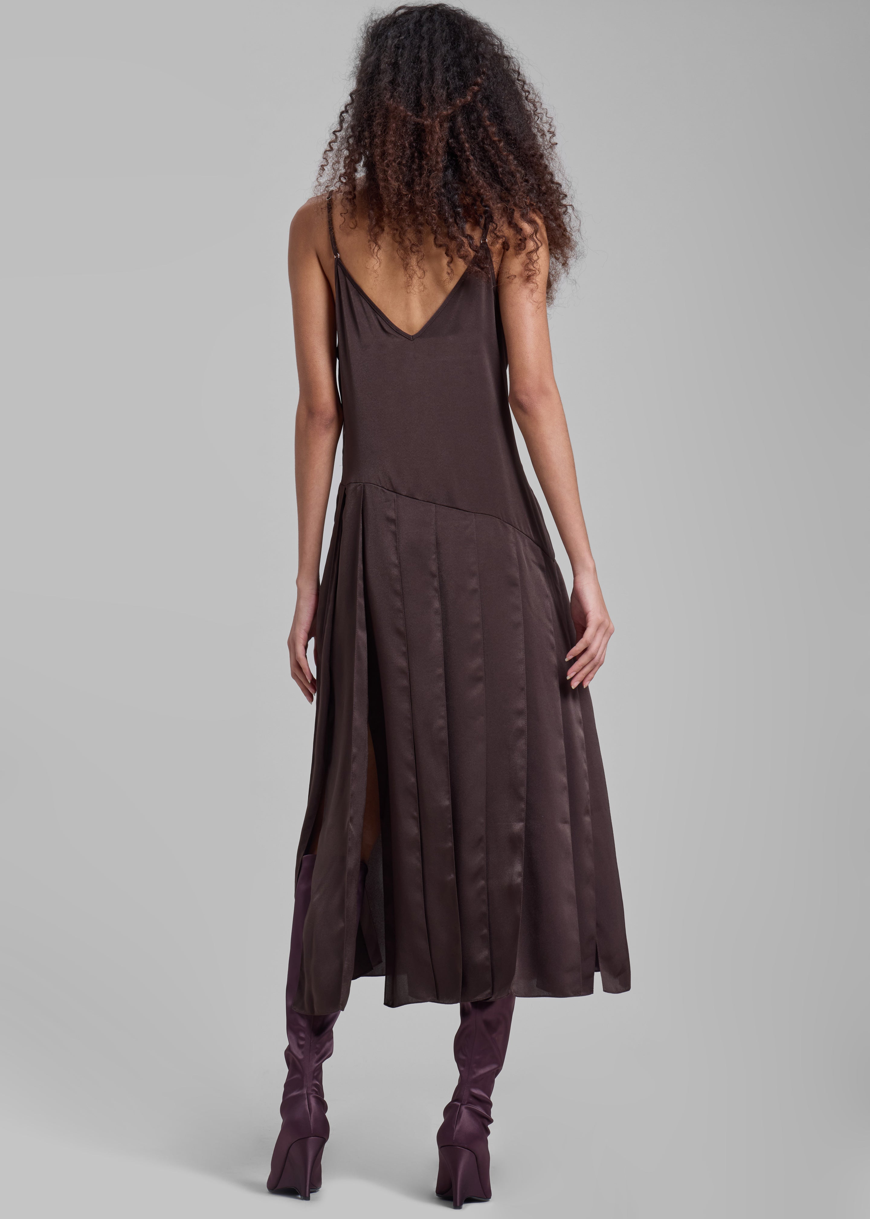 JW Anderson Ribbon Hem Strap Dress - Chocolate Brown - 8