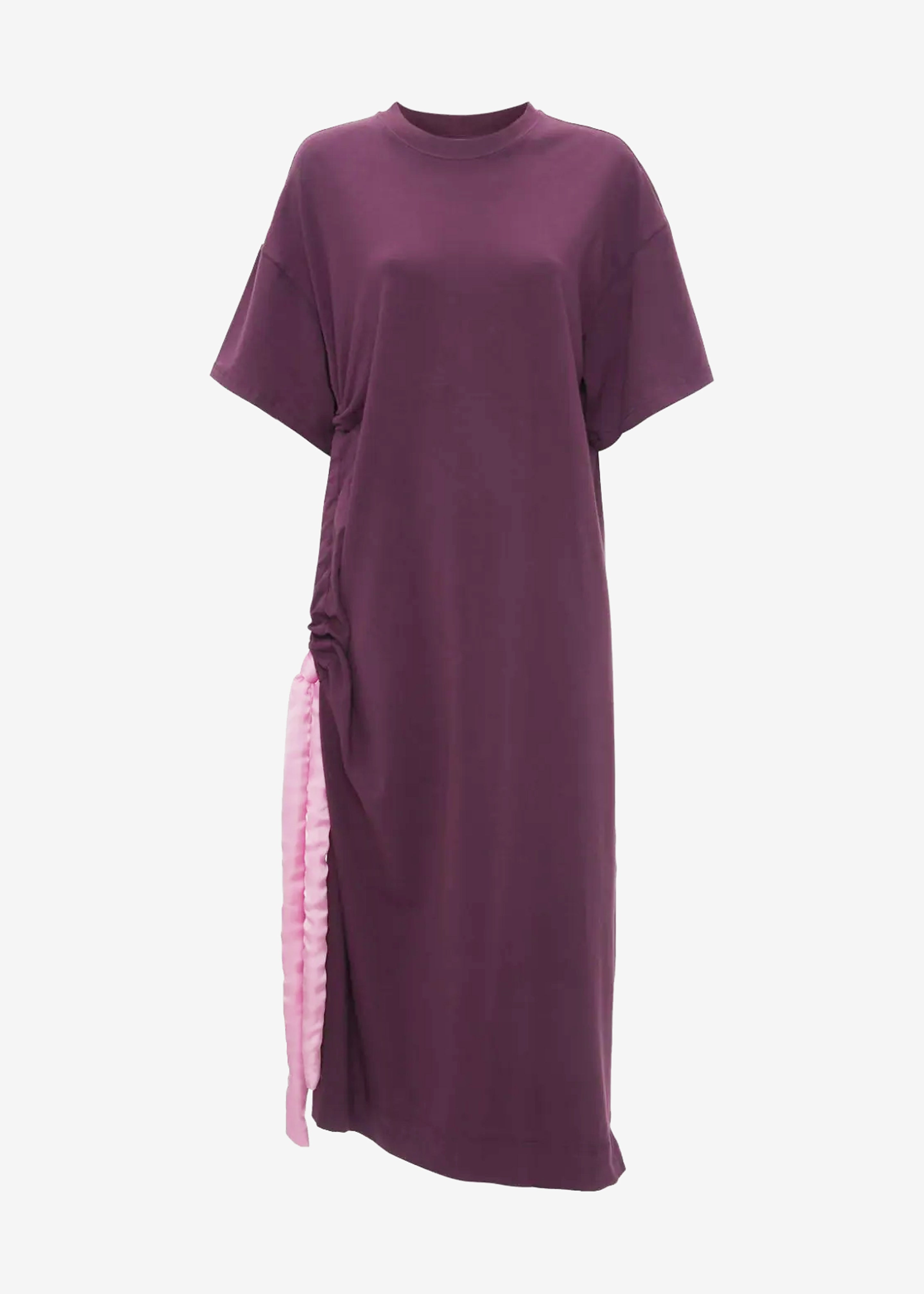 JW Anderson Satin Tie T-Shirt Dress - Plum - 7