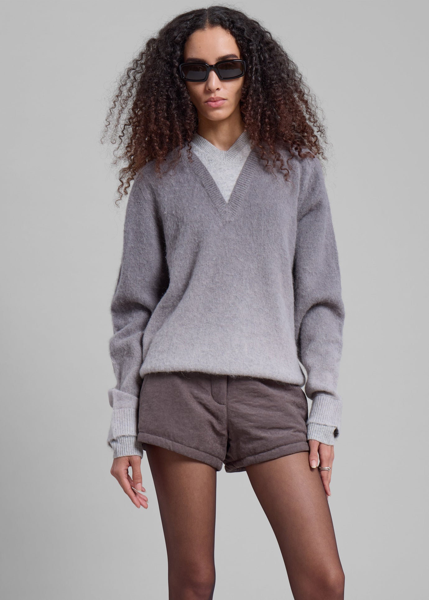 JW Anderson V-Neck Gradient Jumper - Dark Grey