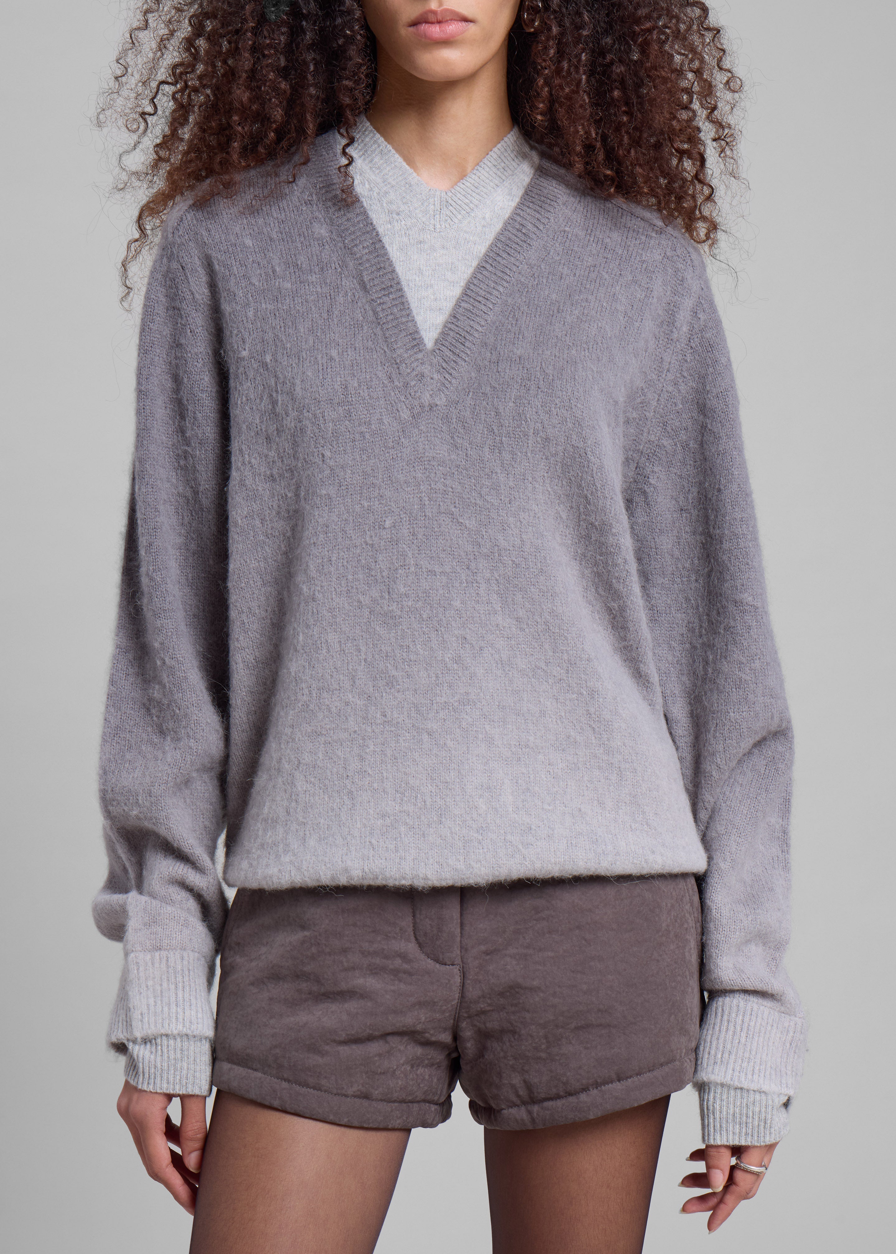 JW Anderson V-Neck Gradient Jumper - Dark Grey - 5