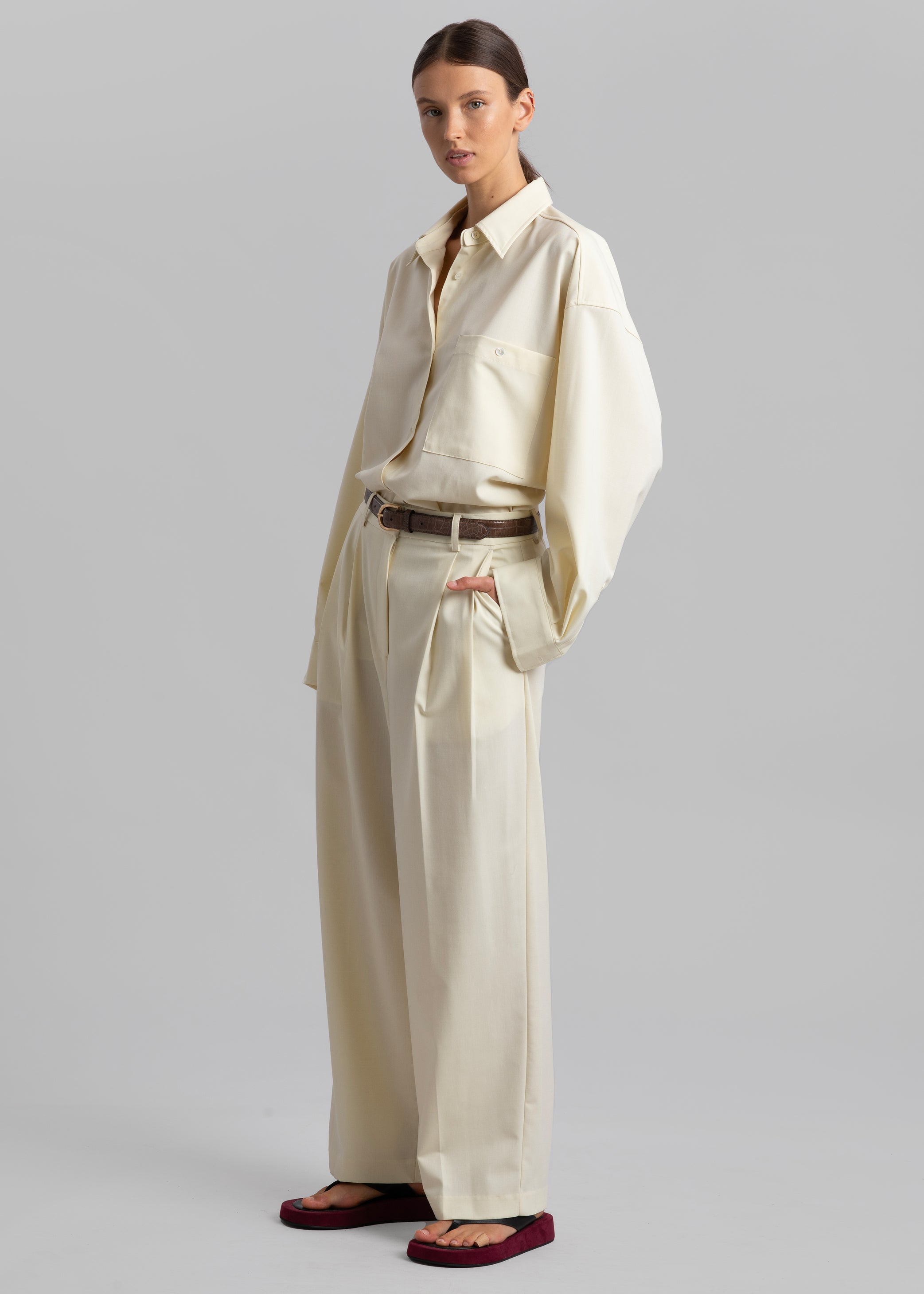 Shop the look image for Jour Pleated Pants - Cream