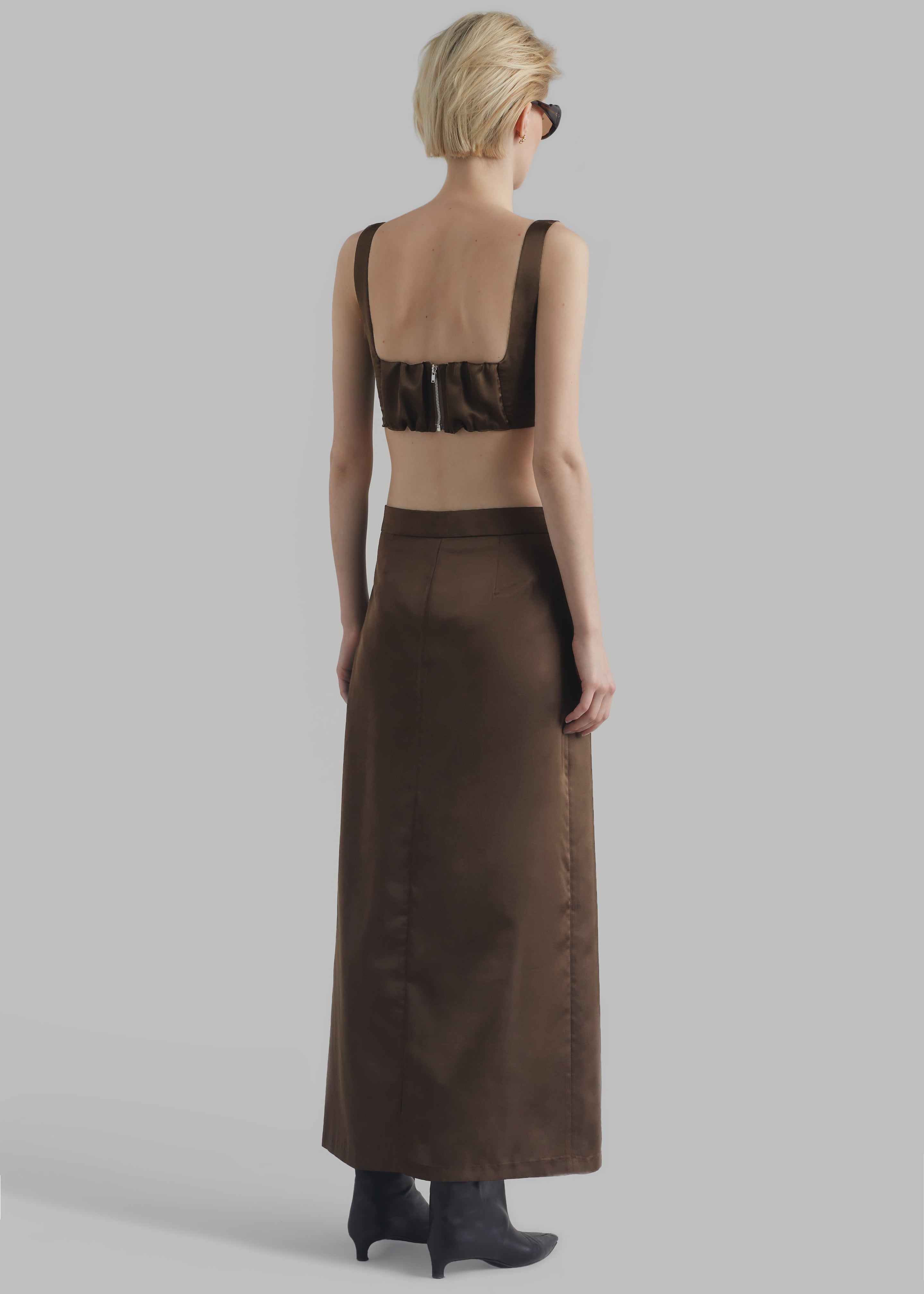 Kacey Satin Skirt - Brown - 10