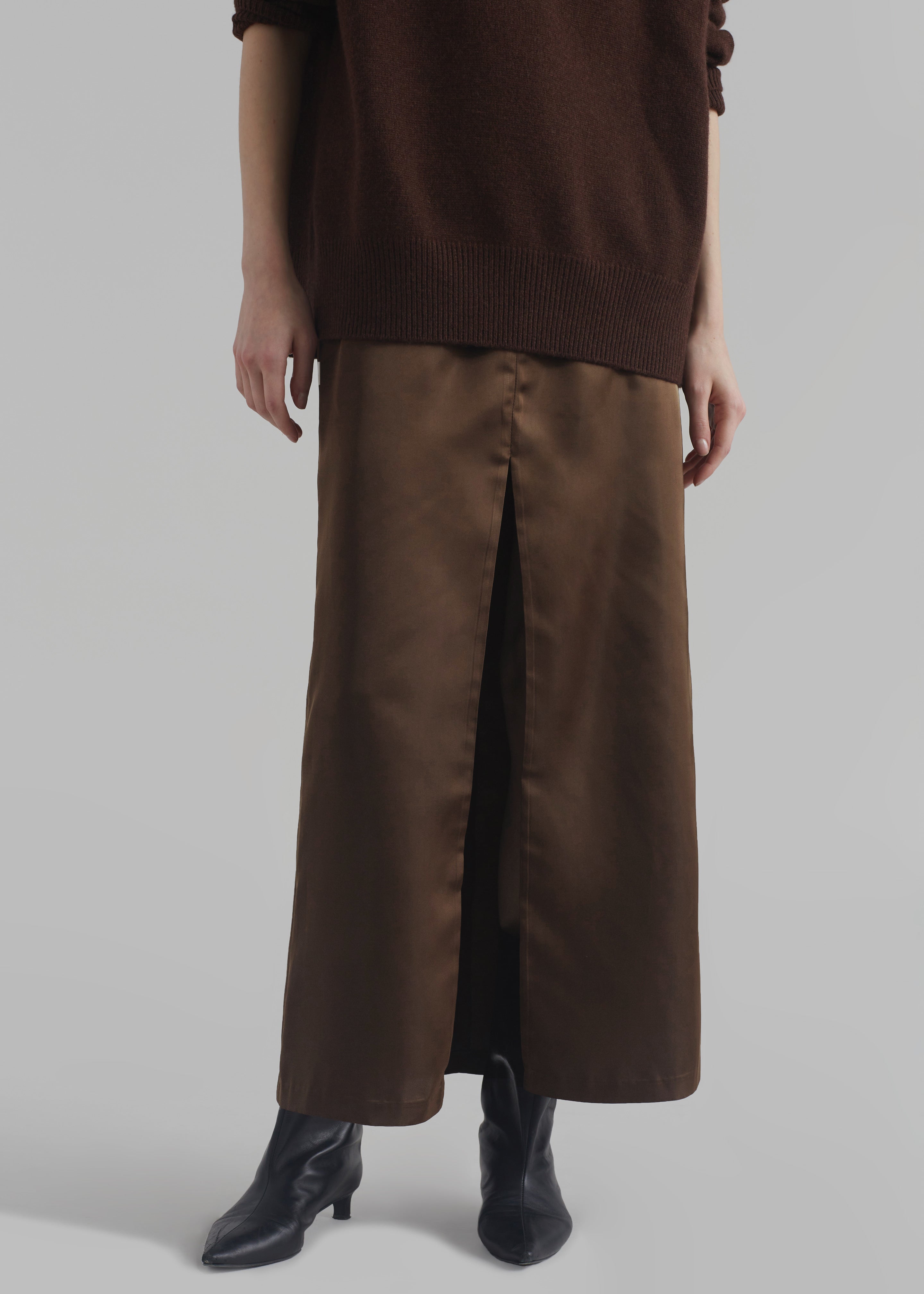 Kacey Satin Skirt - Brown - 6