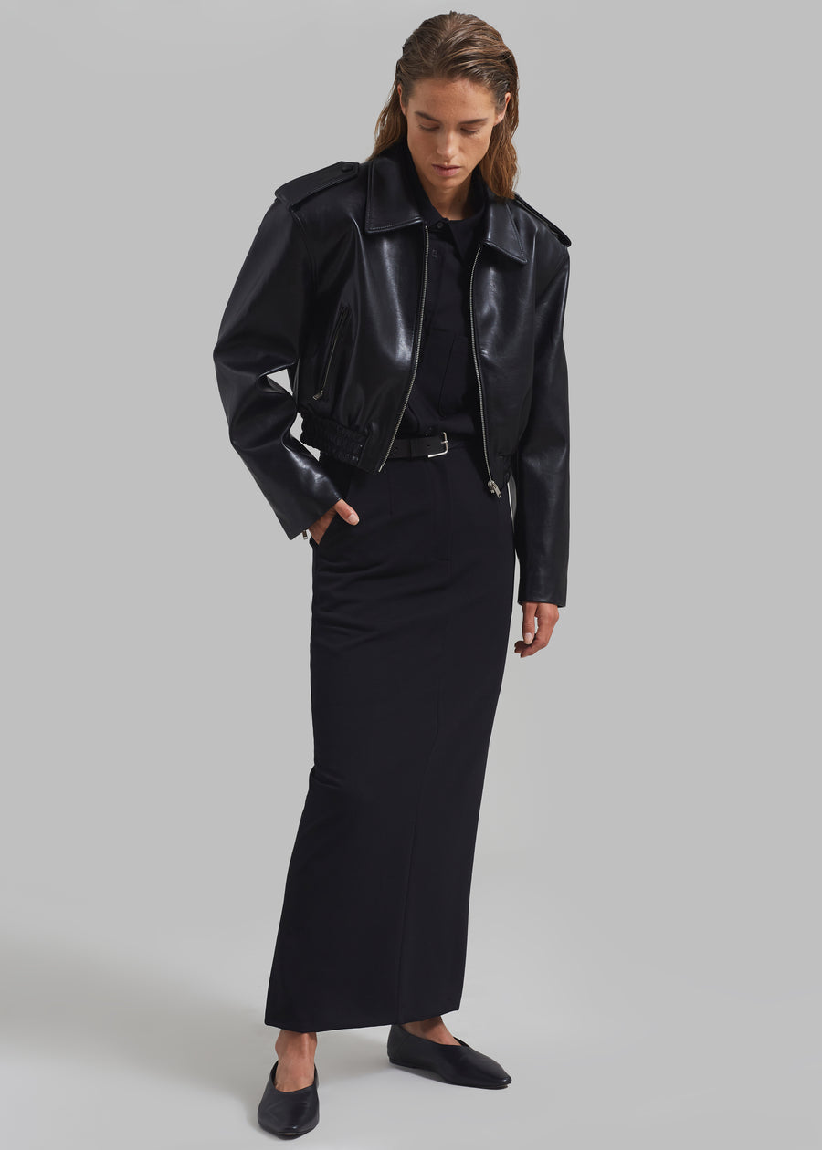 Kaia Cropped Bomber - Black - 1