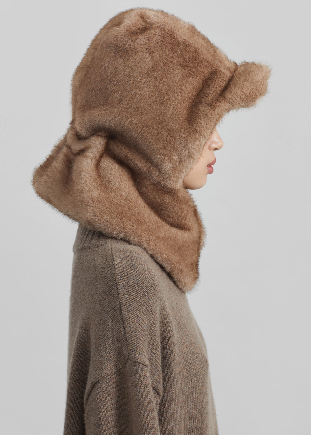 Kallio Faux Fur Hood - Light Brown - 1