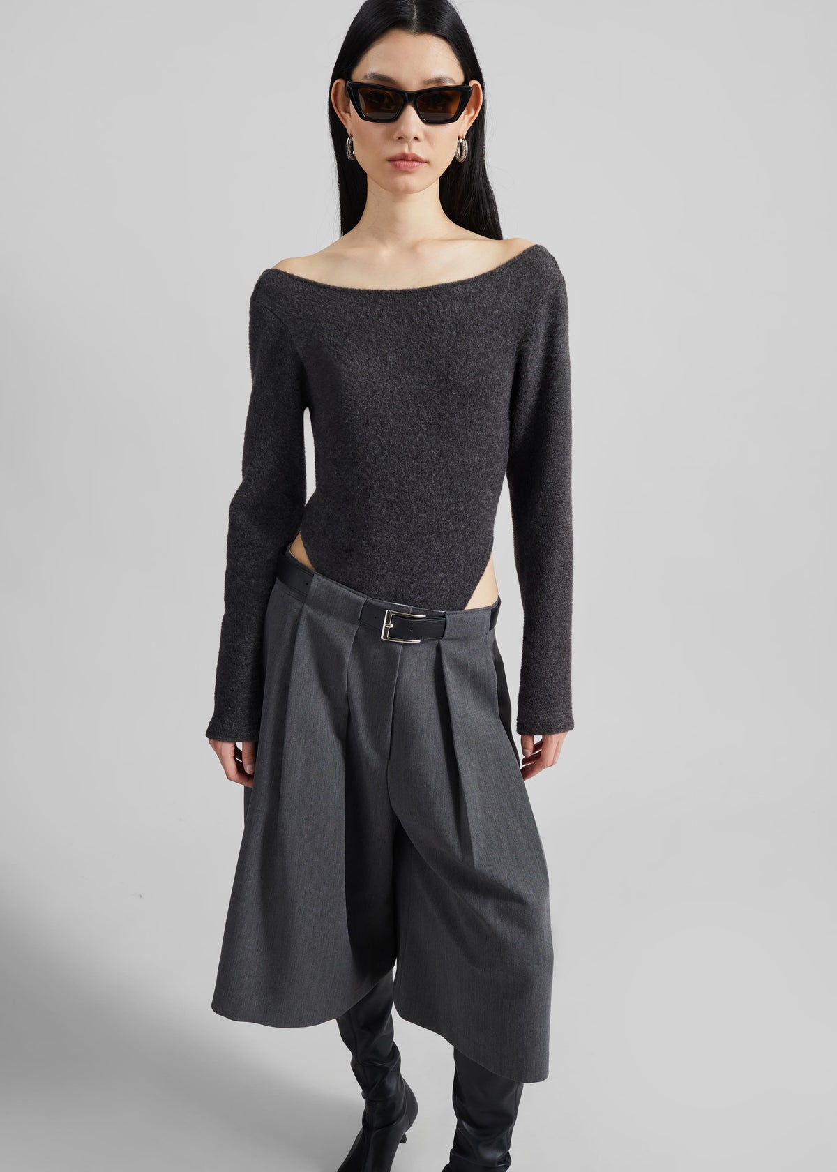 Kalvo Belted Bermuda Shorts - Dark Grey - 5